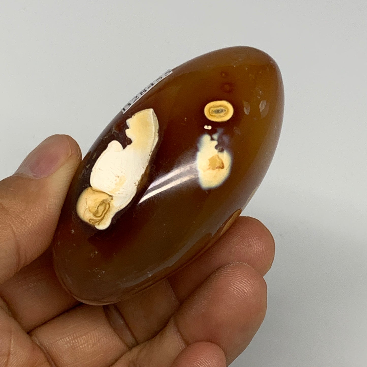 116.6g, 2.5"x1.6"x1.3", Red Carnelian Palm-Stone Gem Crystal Polished, B28455