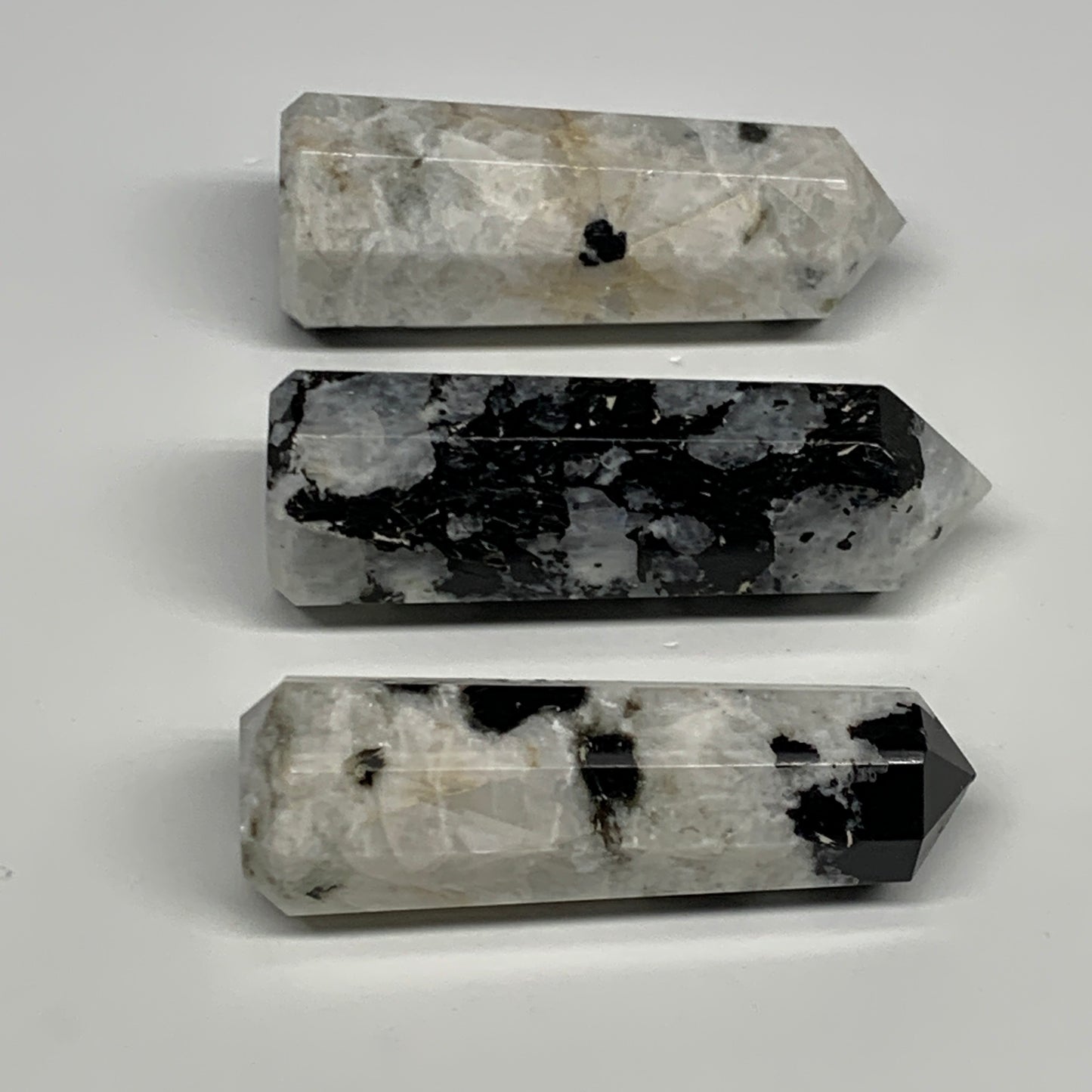 179.1g, 2.6"-2.8", 2pcs, Rainbow Moonstone Tower Obelisk Point Crystal @India, B