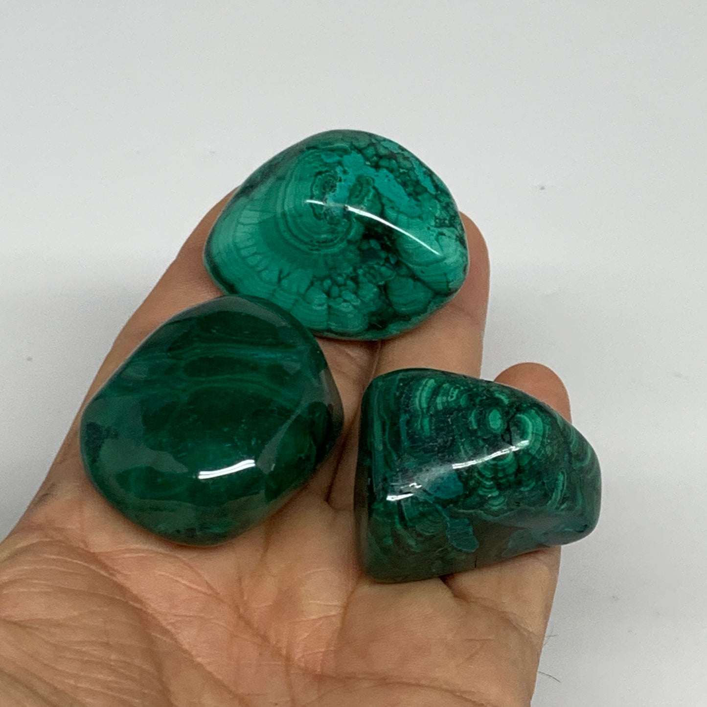 161.1g, 1.3"-1.6", 3pcs, Natural Small Malachite Tumbled Polished, B32834