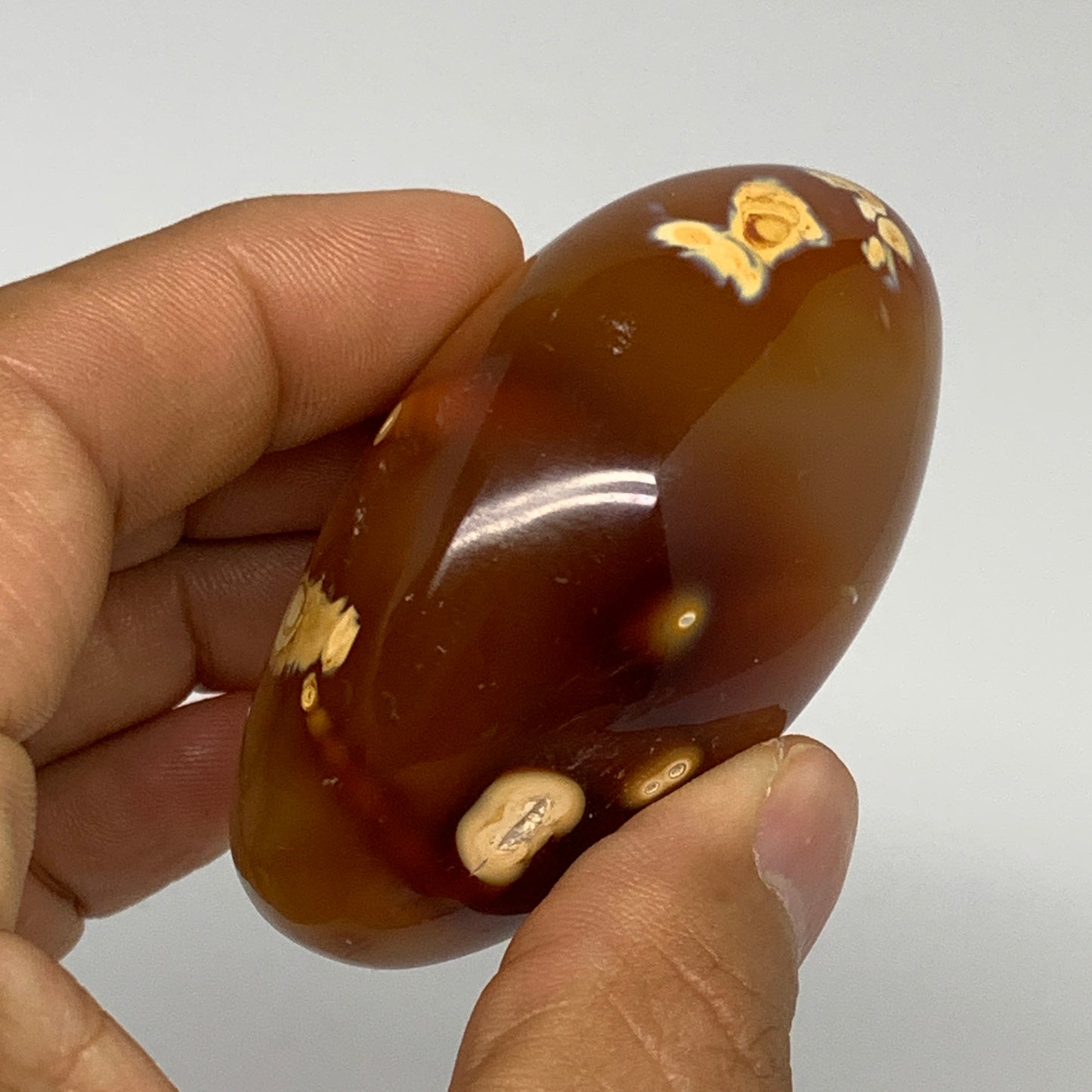 116.6g, 2.5"x1.6"x1.3", Red Carnelian Palm-Stone Gem Crystal Polished, B28455