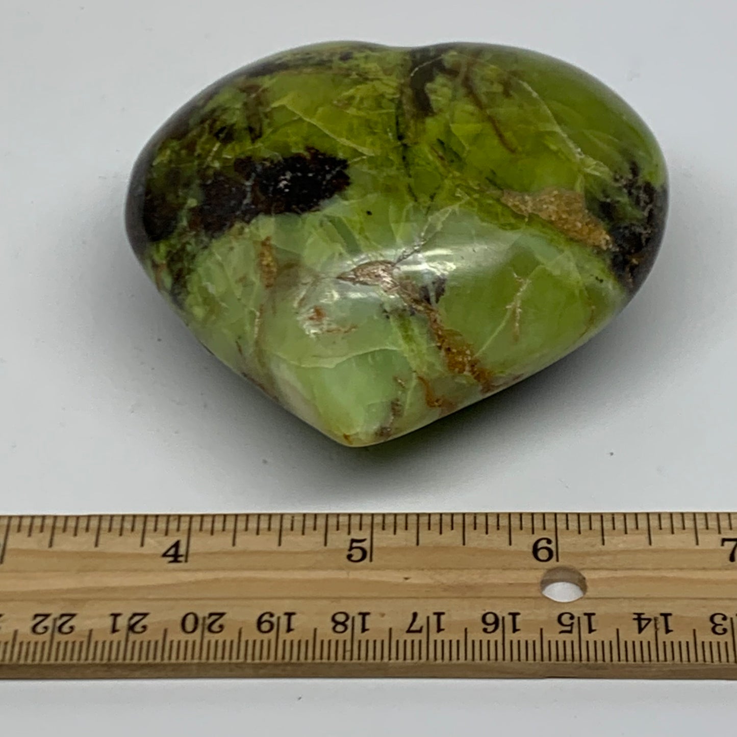 0.54 lbs, 3"x3.2"x1.6", Green Opal Heart Polished Gemstone Crystal, B37971