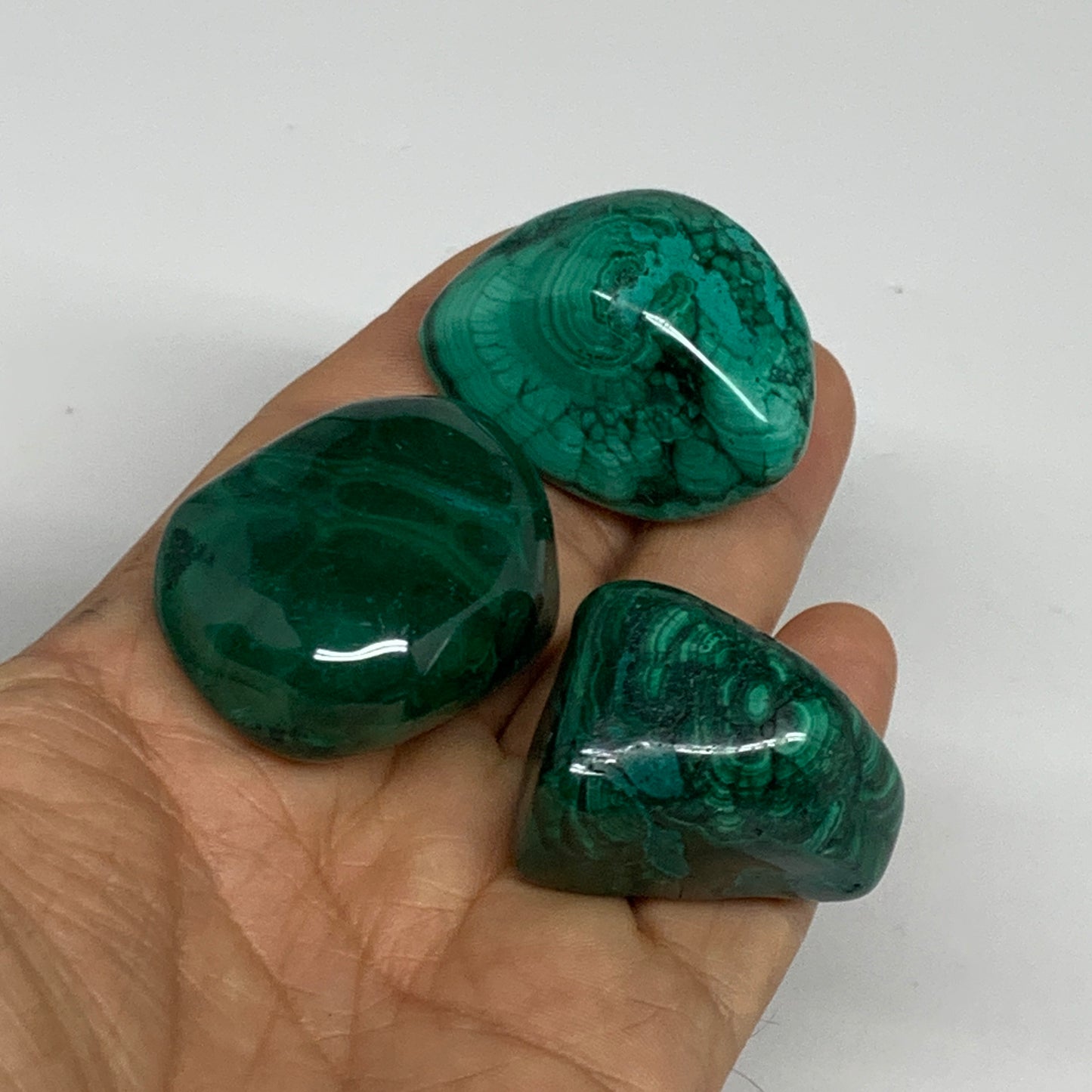 161.1g, 1.3"-1.6", 3pcs, Natural Small Malachite Tumbled Polished, B32834