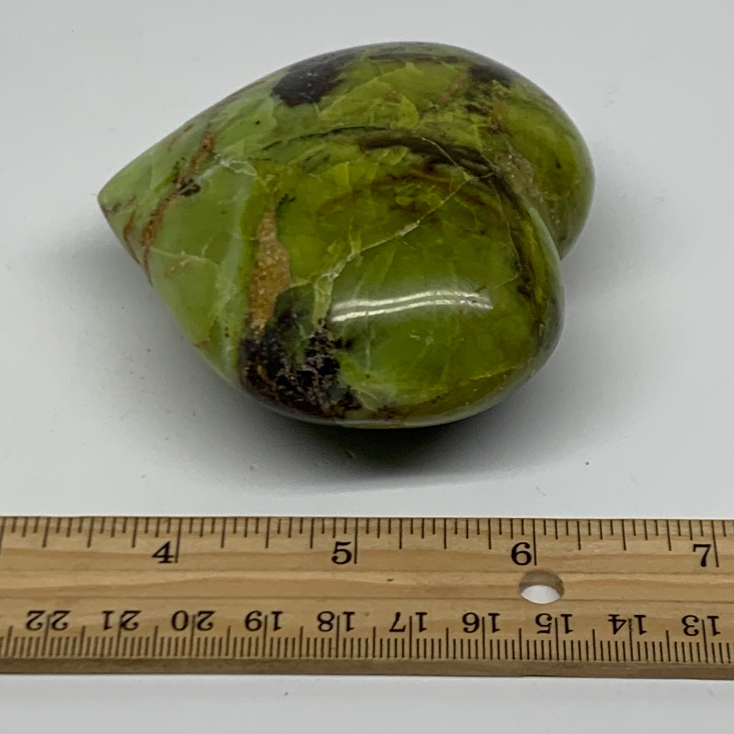 0.54 lbs, 3"x3.2"x1.6", Green Opal Heart Polished Gemstone Crystal, B37971