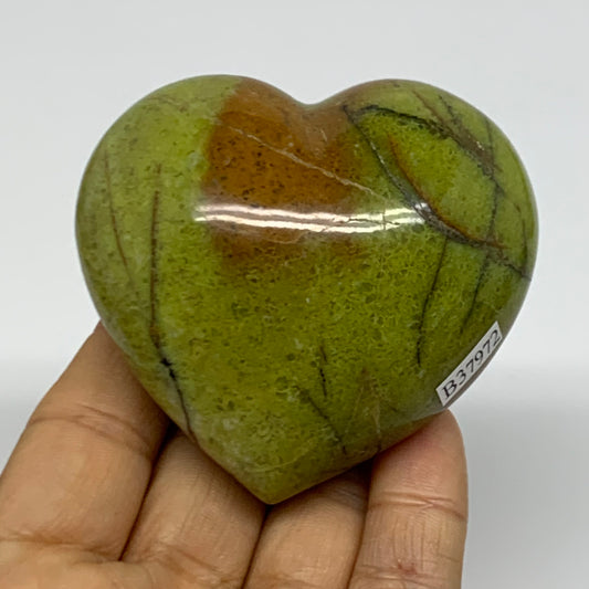 0.36 lbs, 2.5"x2.7"x1.6", Green Opal Heart Polished Gemstone Crystal, B37972