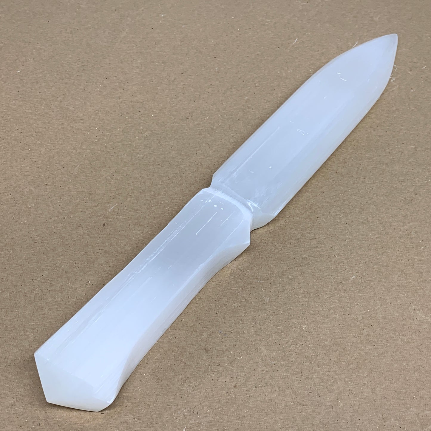 360g, 11.5"x1.6"x0.7", Natural Selenite Crystal Dagger (Satin Spar), B36235