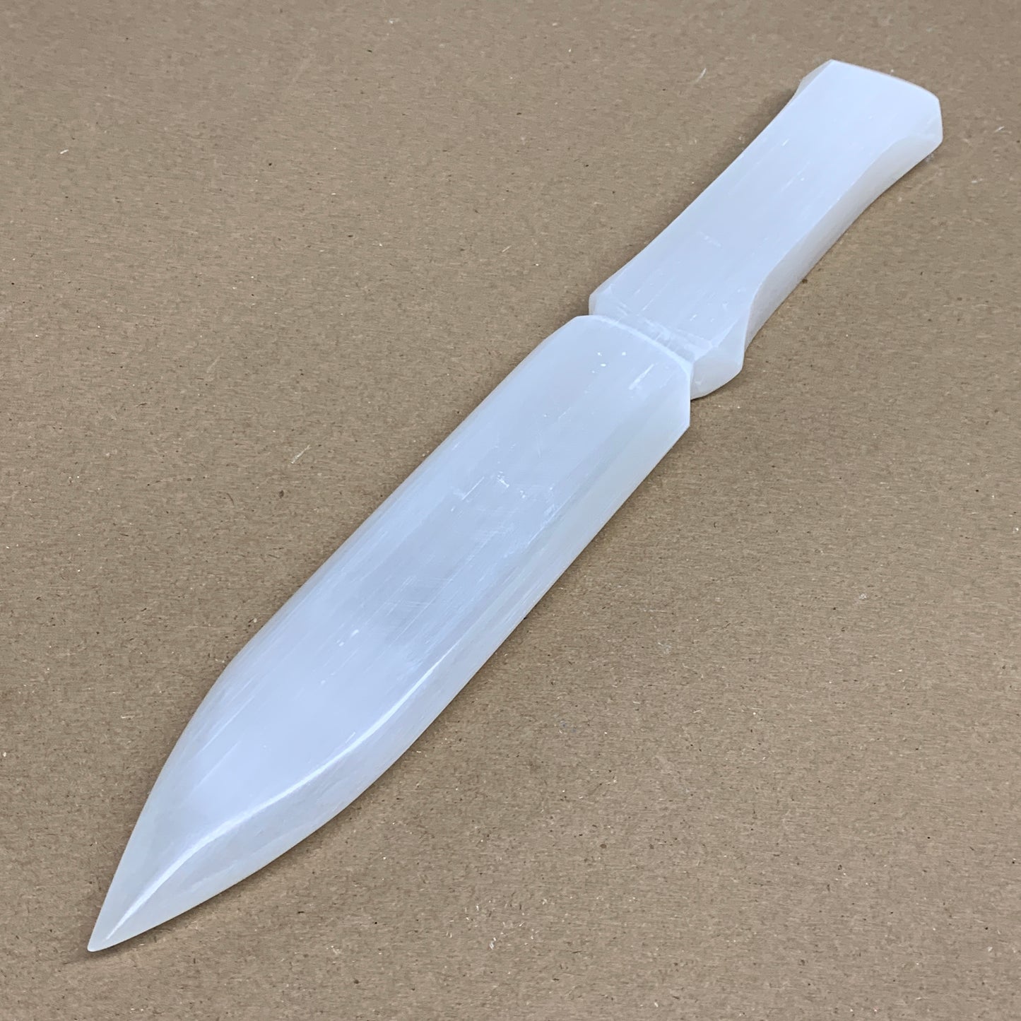 360g, 11.5"x1.6"x0.7", Natural Selenite Crystal Dagger (Satin Spar), B36235