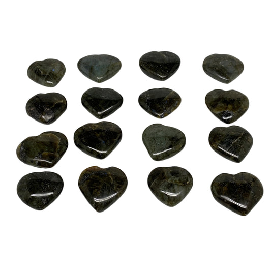 930g (2.05 lbs) ,16 pcs, 1.5"- 1.9", Labradorite Hearts Polished Crystals,B34929