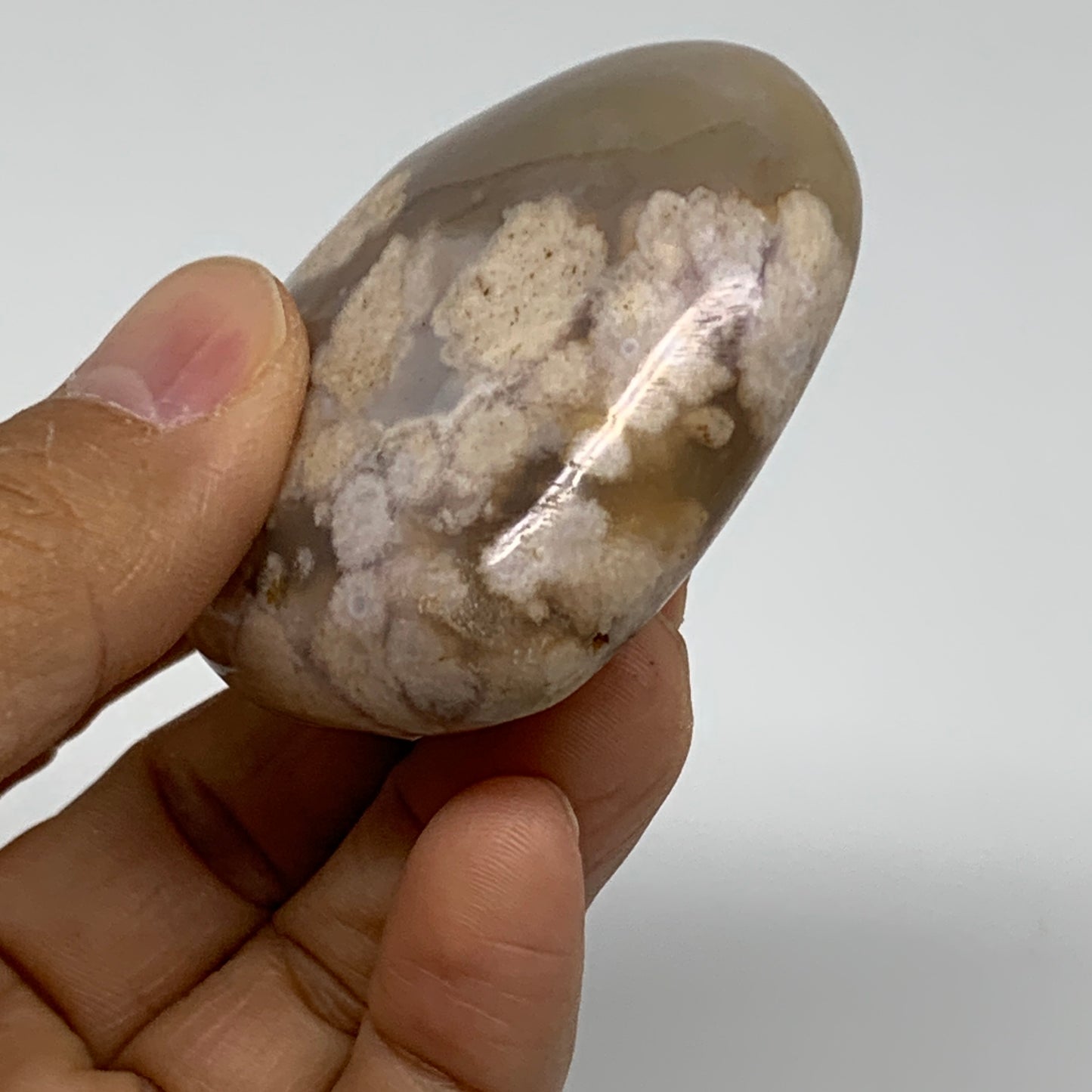 0.20 lbs, 2"x2.3"x1", Cherry Blossom Flower Agate Heart Crystal, B37180