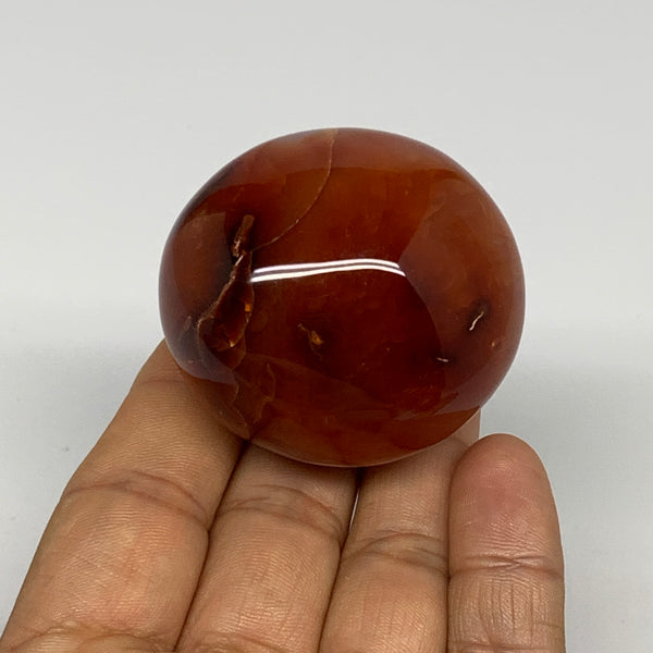 110.3g, 1.9"x1.8"x1.5", Red Carnelian Palm-Stone Gem Crystal Polished, B28456