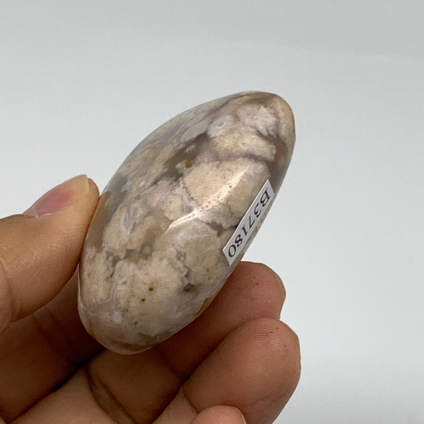 0.20 lbs, 2"x2.3"x1", Cherry Blossom Flower Agate Heart Crystal, B37180