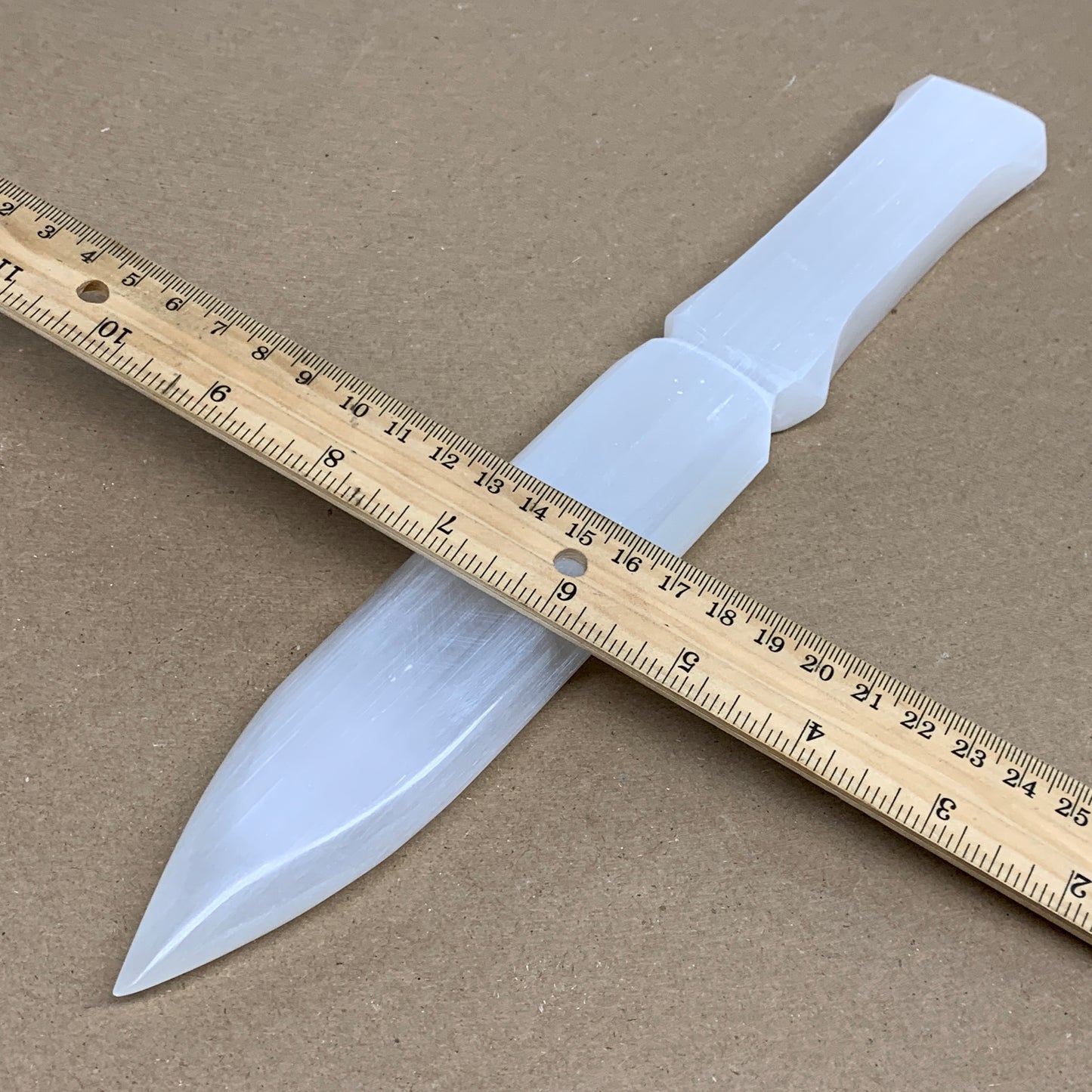 360g, 11.5"x1.6"x0.7", Natural Selenite Crystal Dagger (Satin Spar), B36235