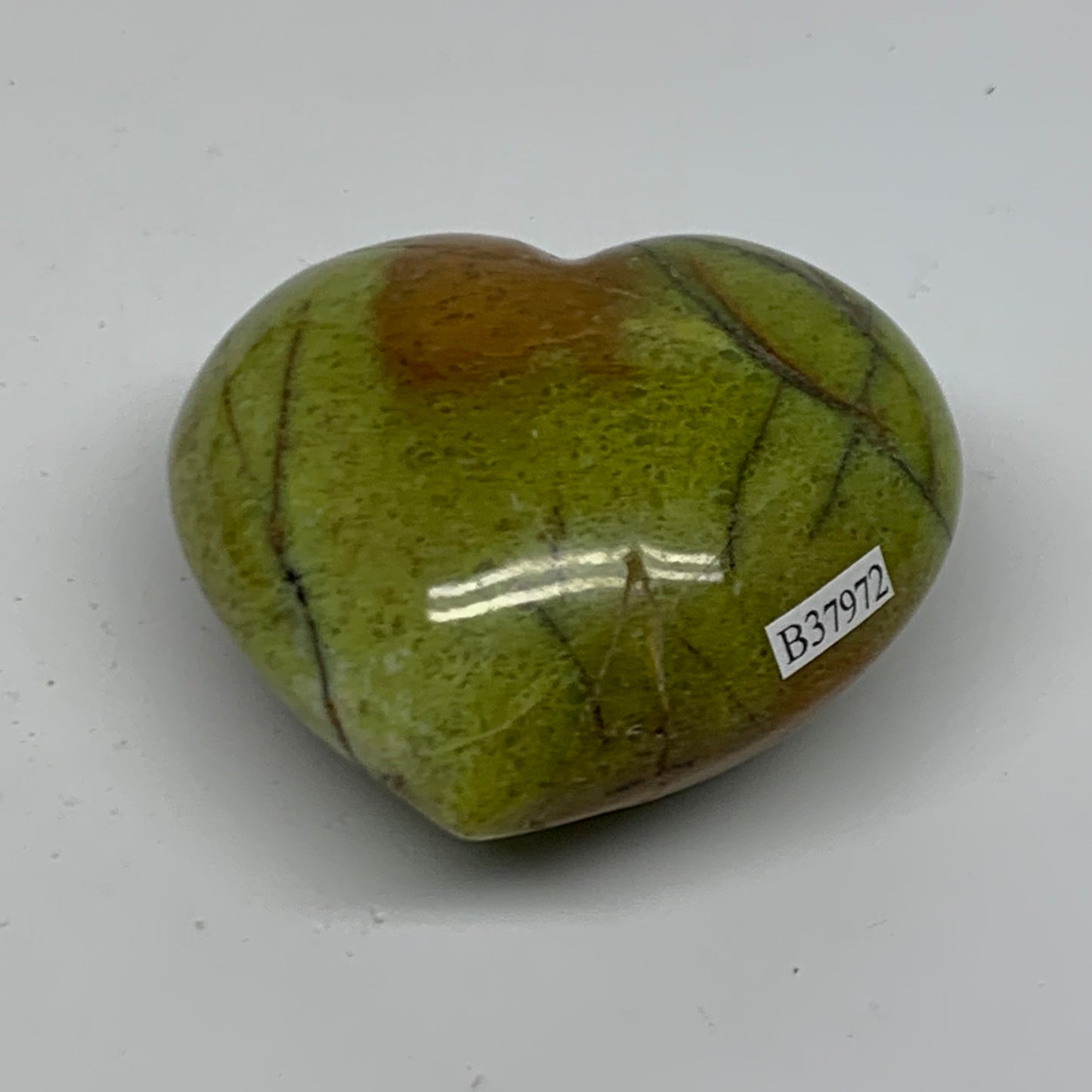 0.36 lbs, 2.5"x2.7"x1.6", Green Opal Heart Polished Gemstone Crystal, B37972