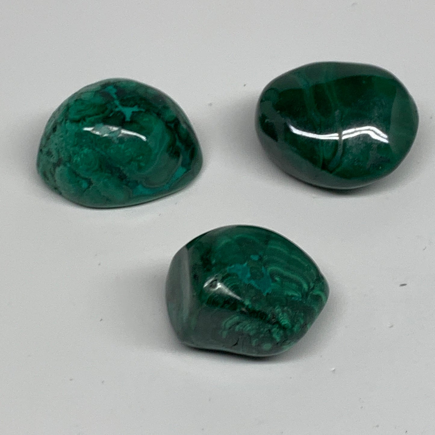 161.1g, 1.3"-1.6", 3pcs, Natural Small Malachite Tumbled Polished, B32834