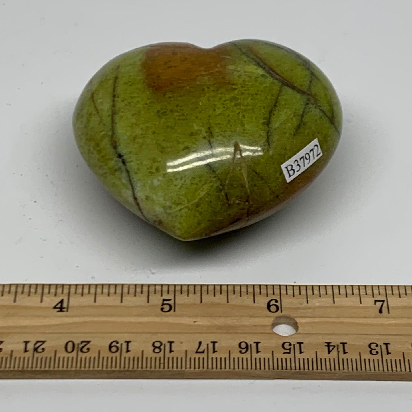 0.36 lbs, 2.5"x2.7"x1.6", Green Opal Heart Polished Gemstone Crystal, B37972
