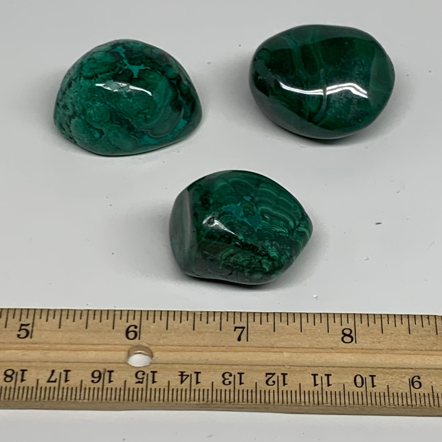 161.1g, 1.3"-1.6", 3pcs, Natural Small Malachite Tumbled Polished, B32834