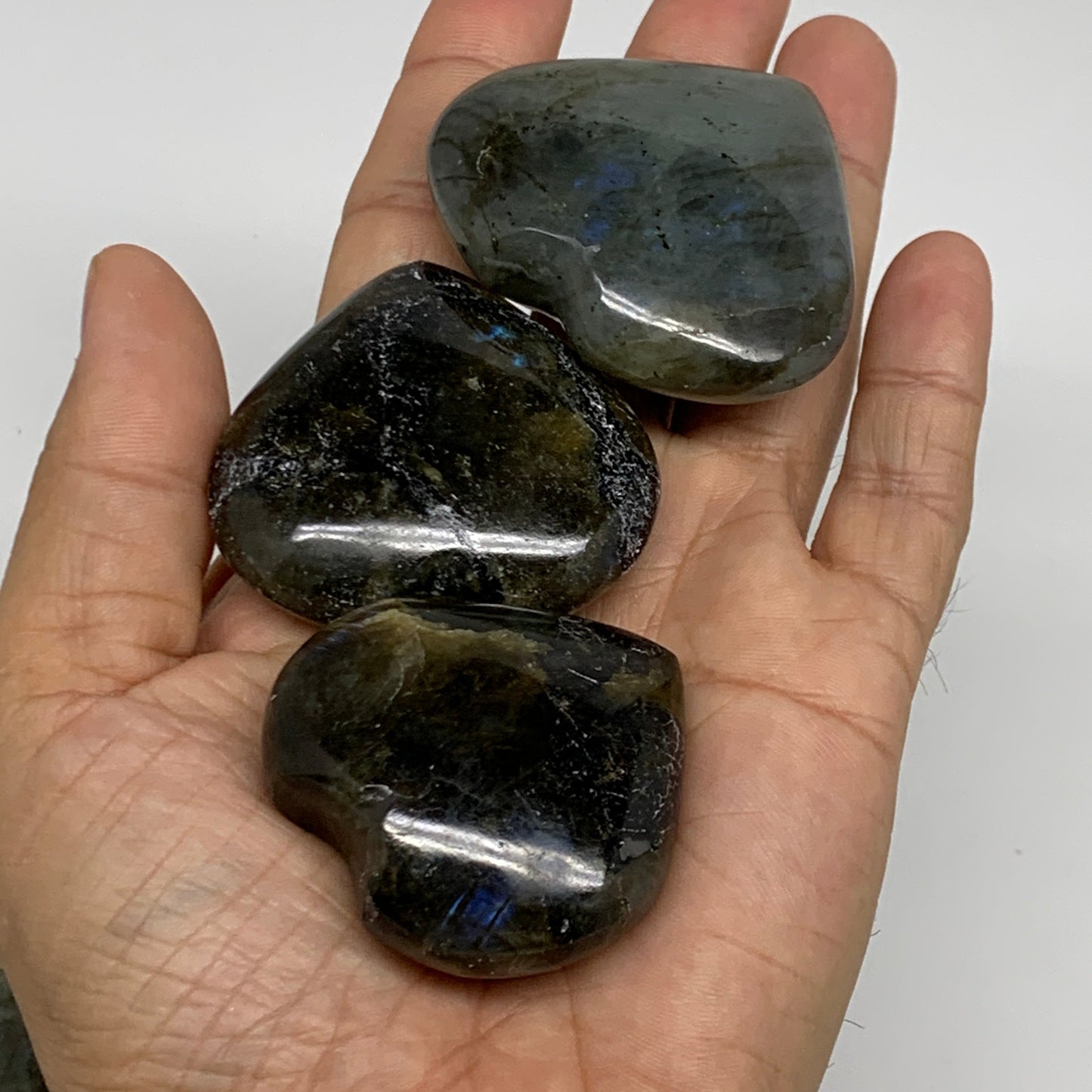 930g (2.05 lbs) ,16 pcs, 1.5"- 1.9", Labradorite Hearts Polished Crystals,B34929