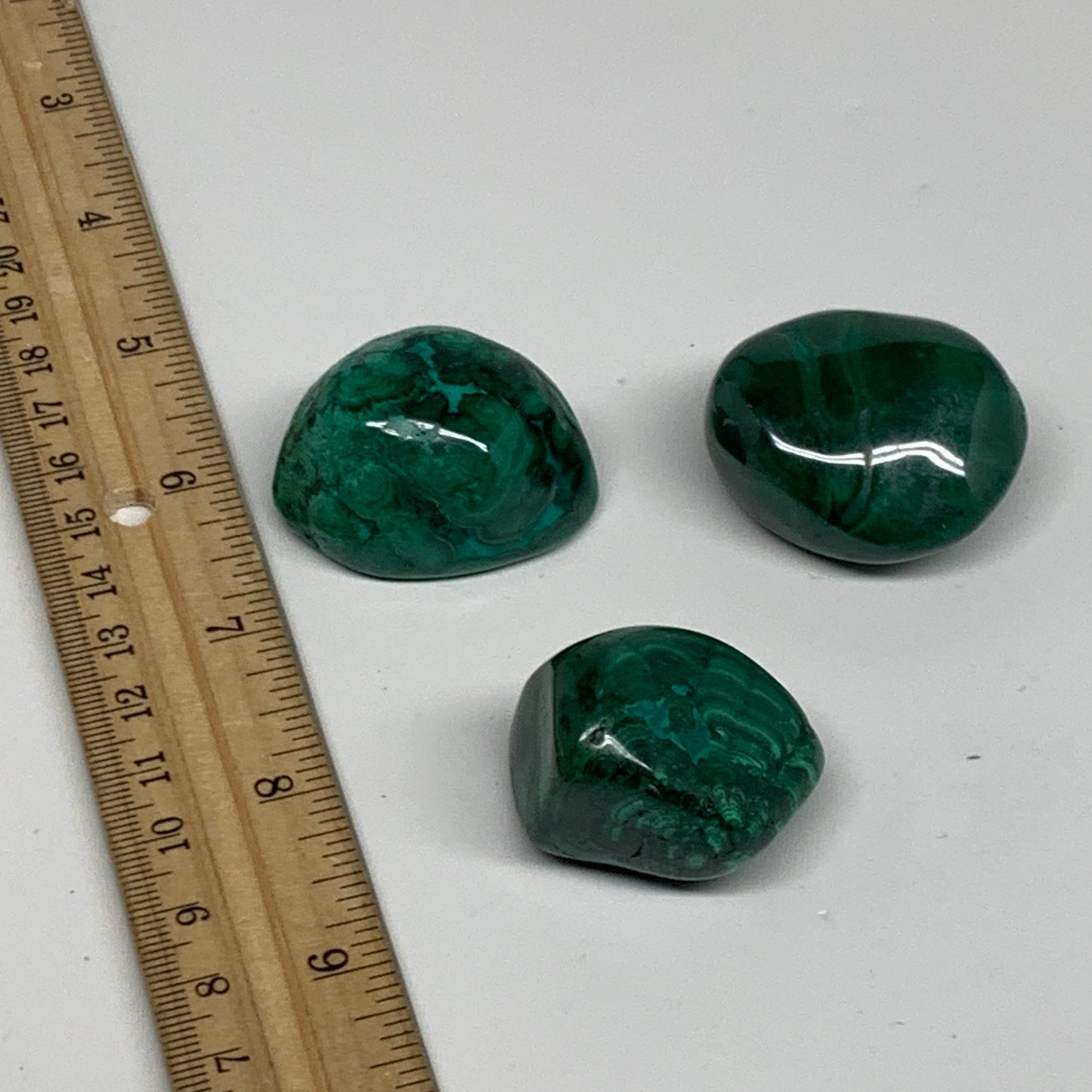 161.1g, 1.3"-1.6", 3pcs, Natural Small Malachite Tumbled Polished, B32834