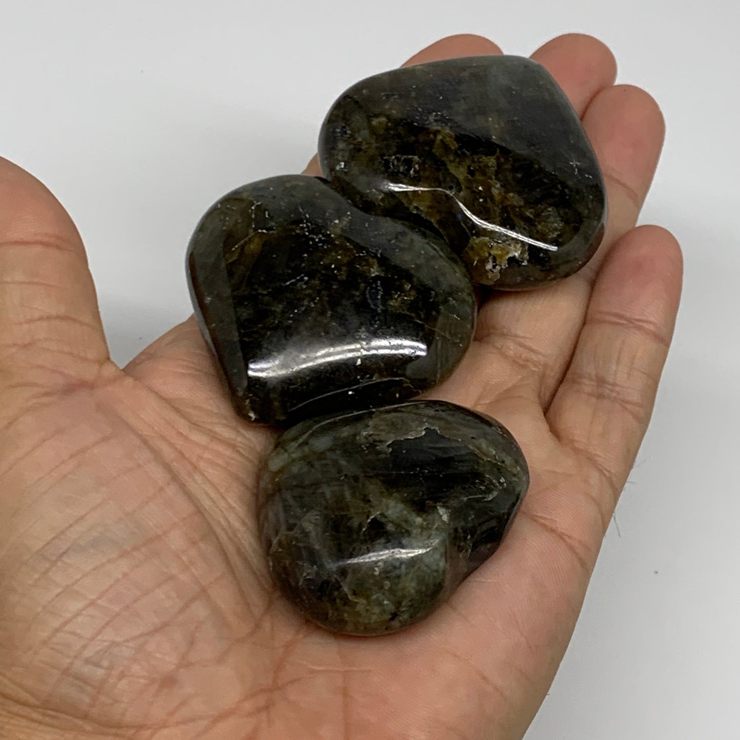 930g (2.05 lbs) ,16 pcs, 1.5"- 1.9", Labradorite Hearts Polished Crystals,B34929