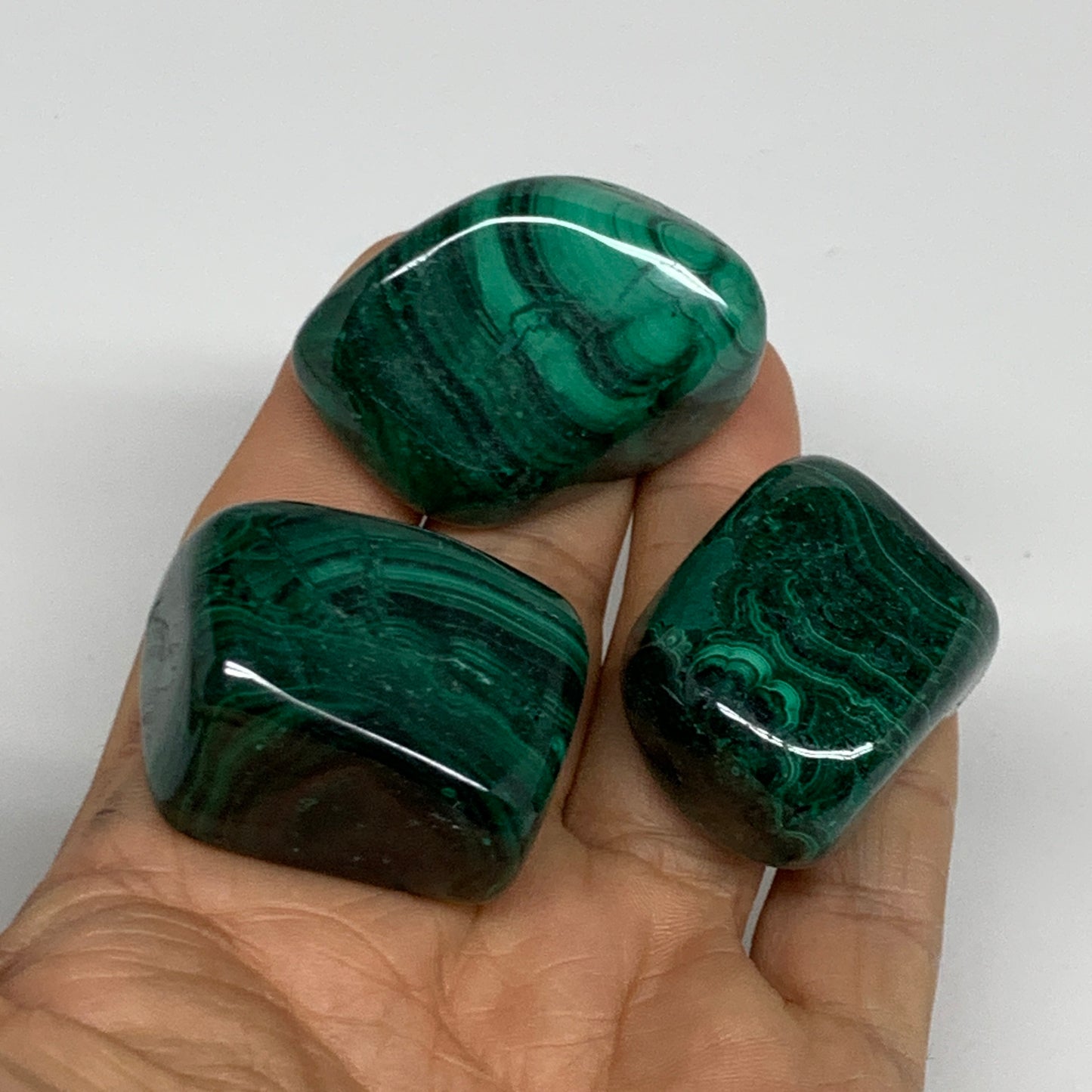 172.5g, 1.3"-1.7", 3pcs, Natural Small Malachite Tumbled Polished, B32835