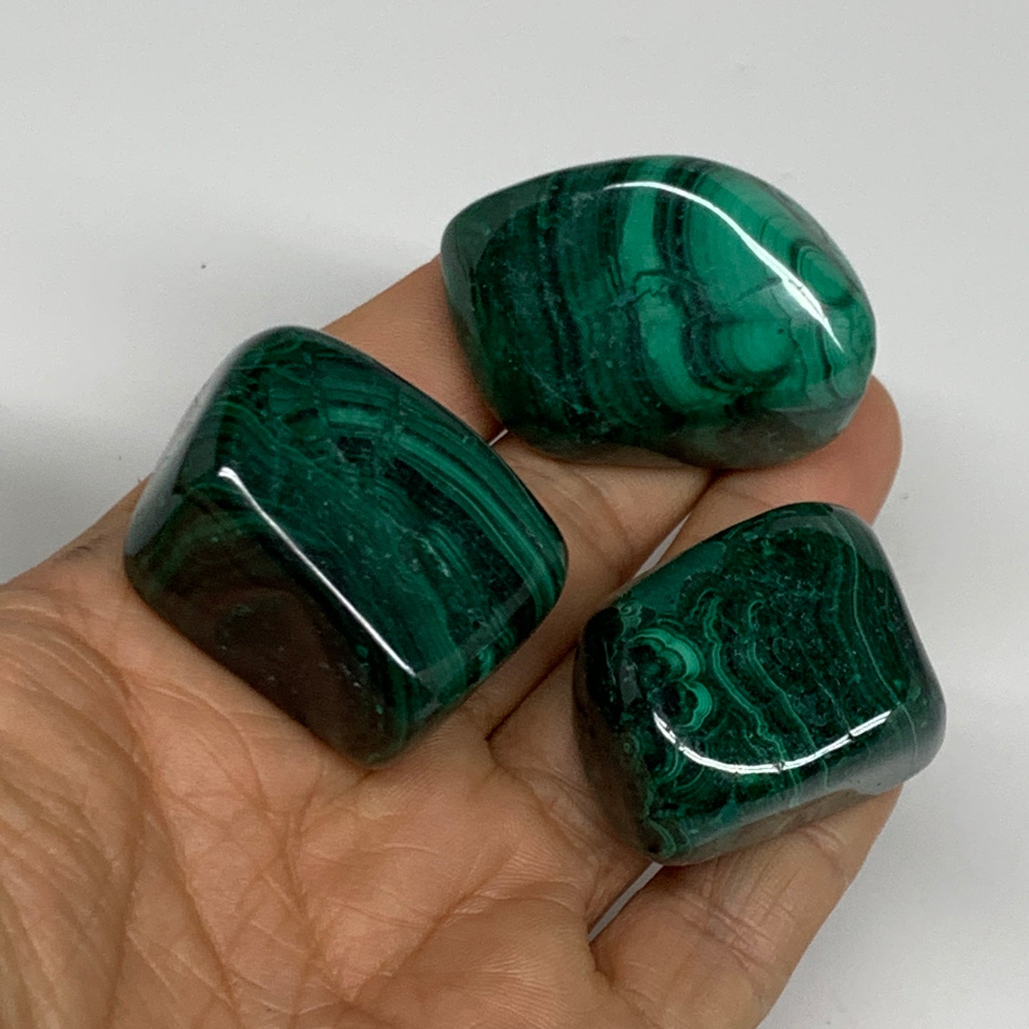 172.5g, 1.3"-1.7", 3pcs, Natural Small Malachite Tumbled Polished, B32835