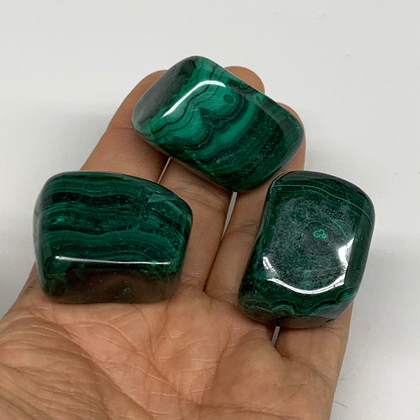 172.5g, 1.3"-1.7", 3pcs, Natural Small Malachite Tumbled Polished, B32835