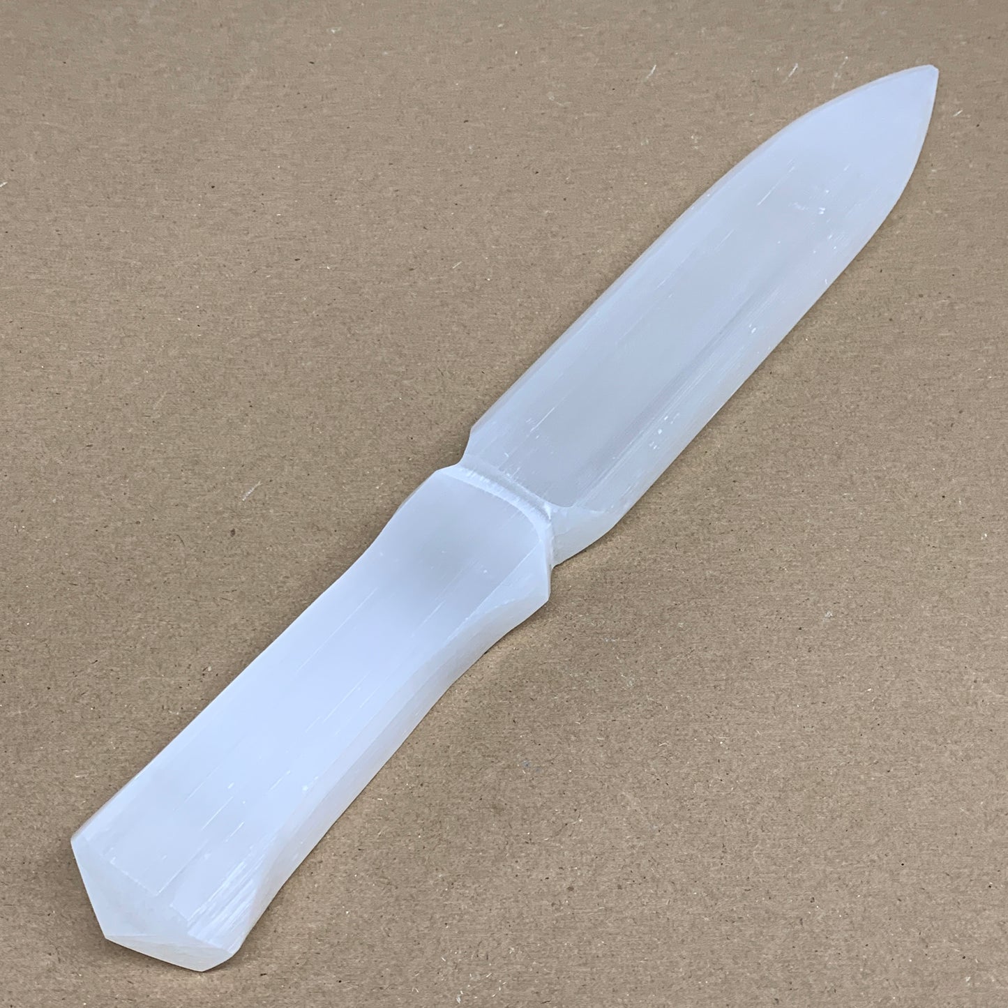 360g, 11.5"x1.6"x0.8", Natural Selenite Crystal Dagger (Satin Spar), B36236