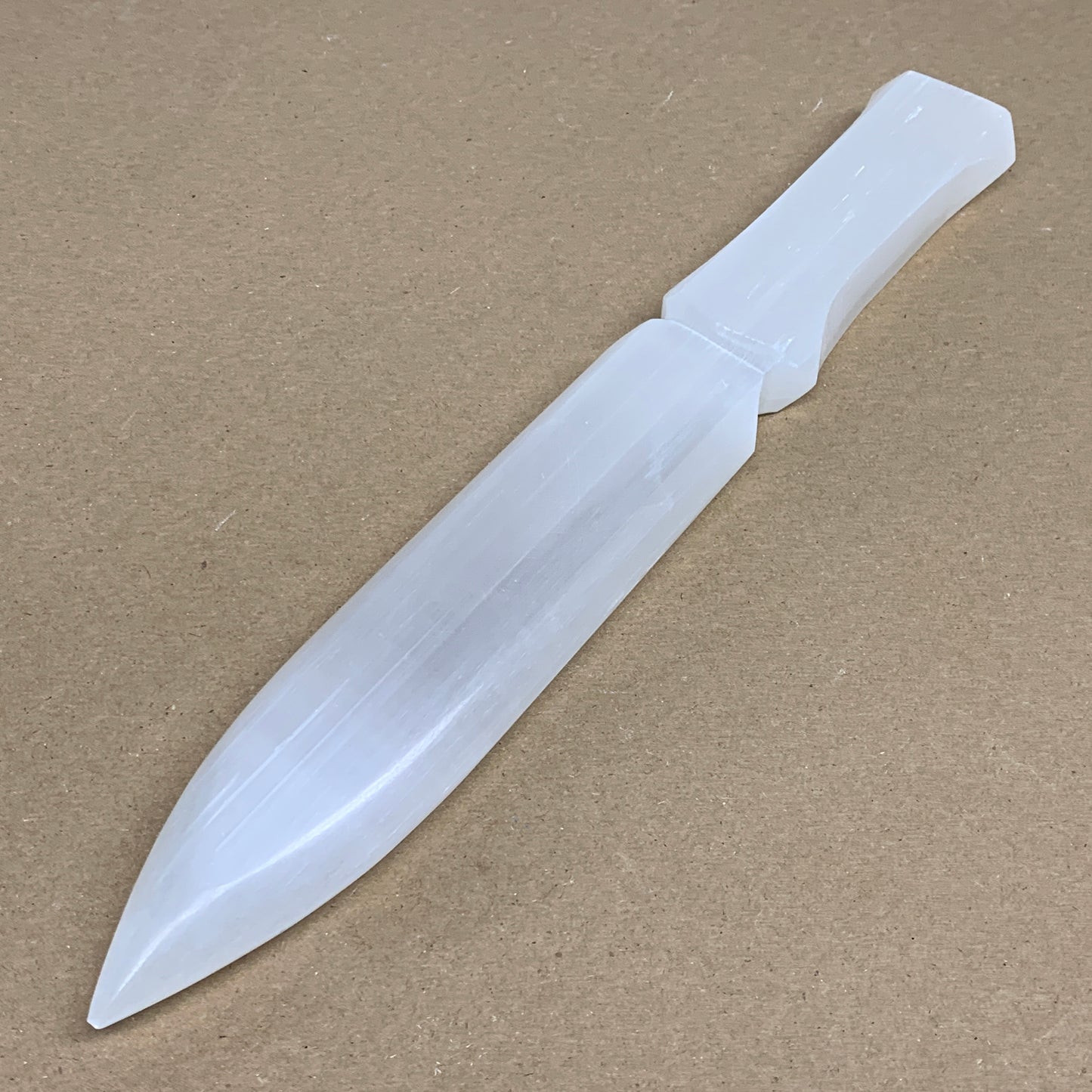 360g, 11.5"x1.6"x0.8", Natural Selenite Crystal Dagger (Satin Spar), B36236