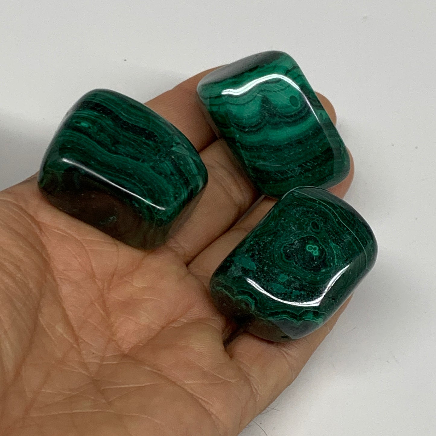 172.5g, 1.3"-1.7", 3pcs, Natural Small Malachite Tumbled Polished, B32835