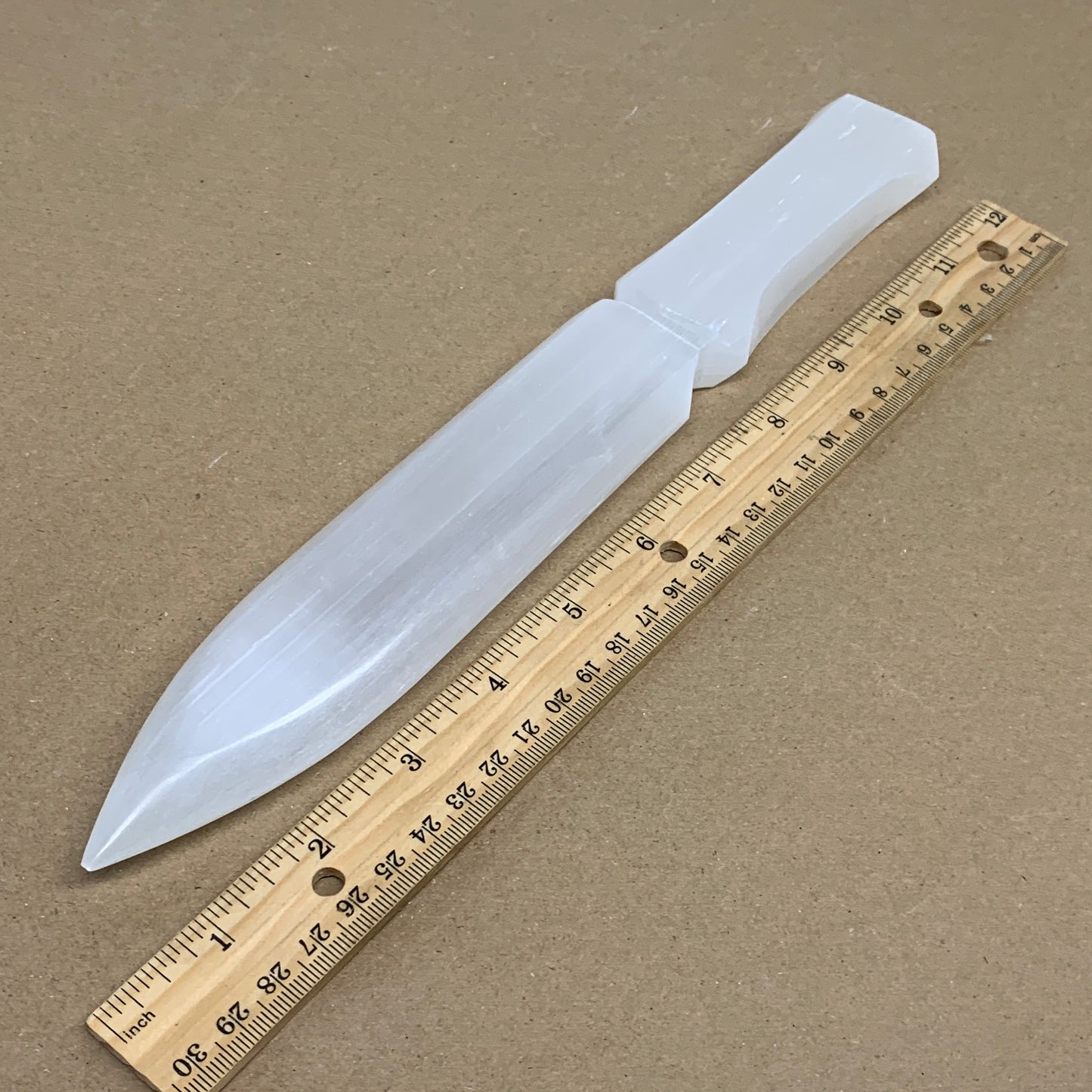 360g, 11.5"x1.6"x0.8", Natural Selenite Crystal Dagger (Satin Spar), B36236
