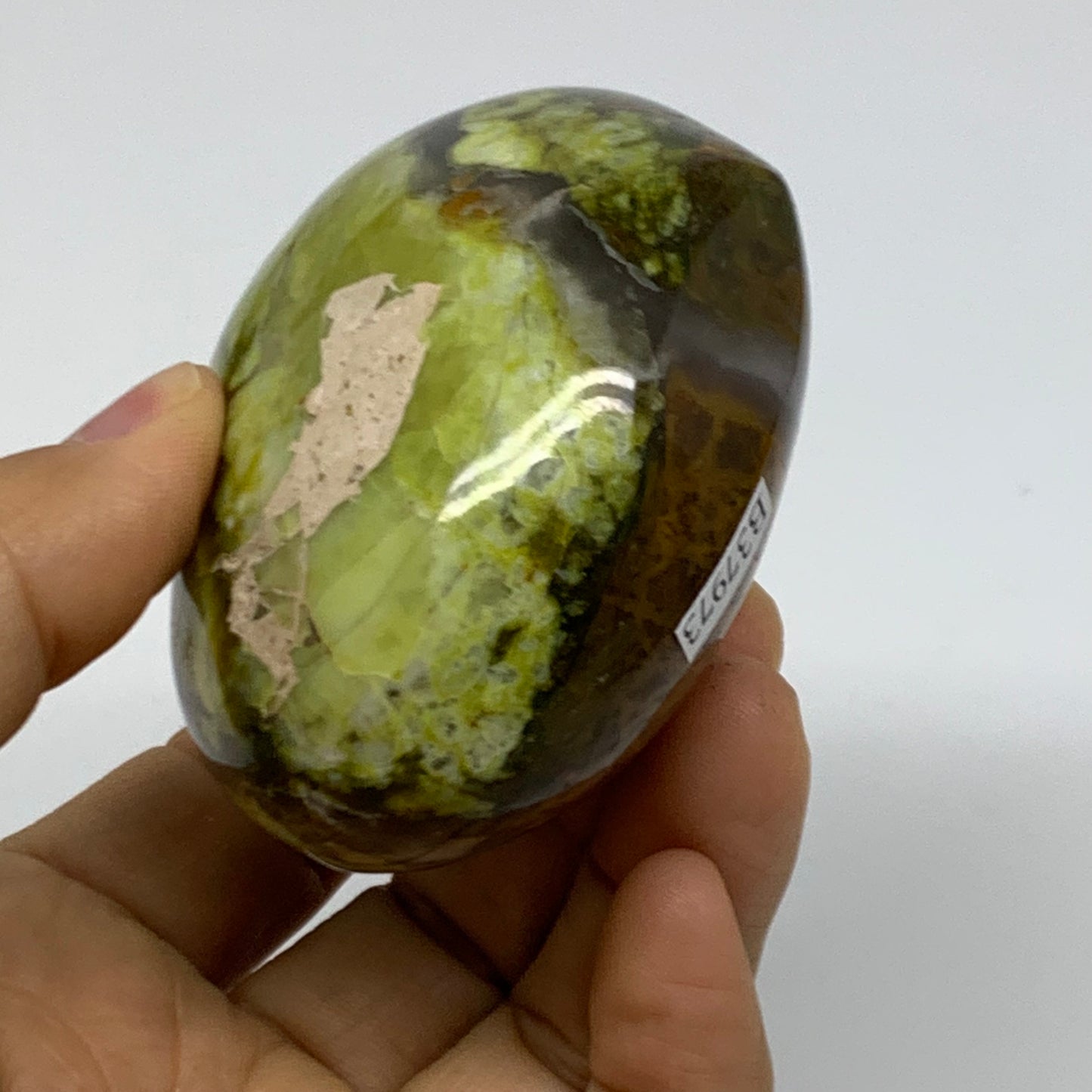 0.56 lbs, 2.5"x3.1"x1.6", Green Opal Heart Polished Gemstone Crystal, B37973