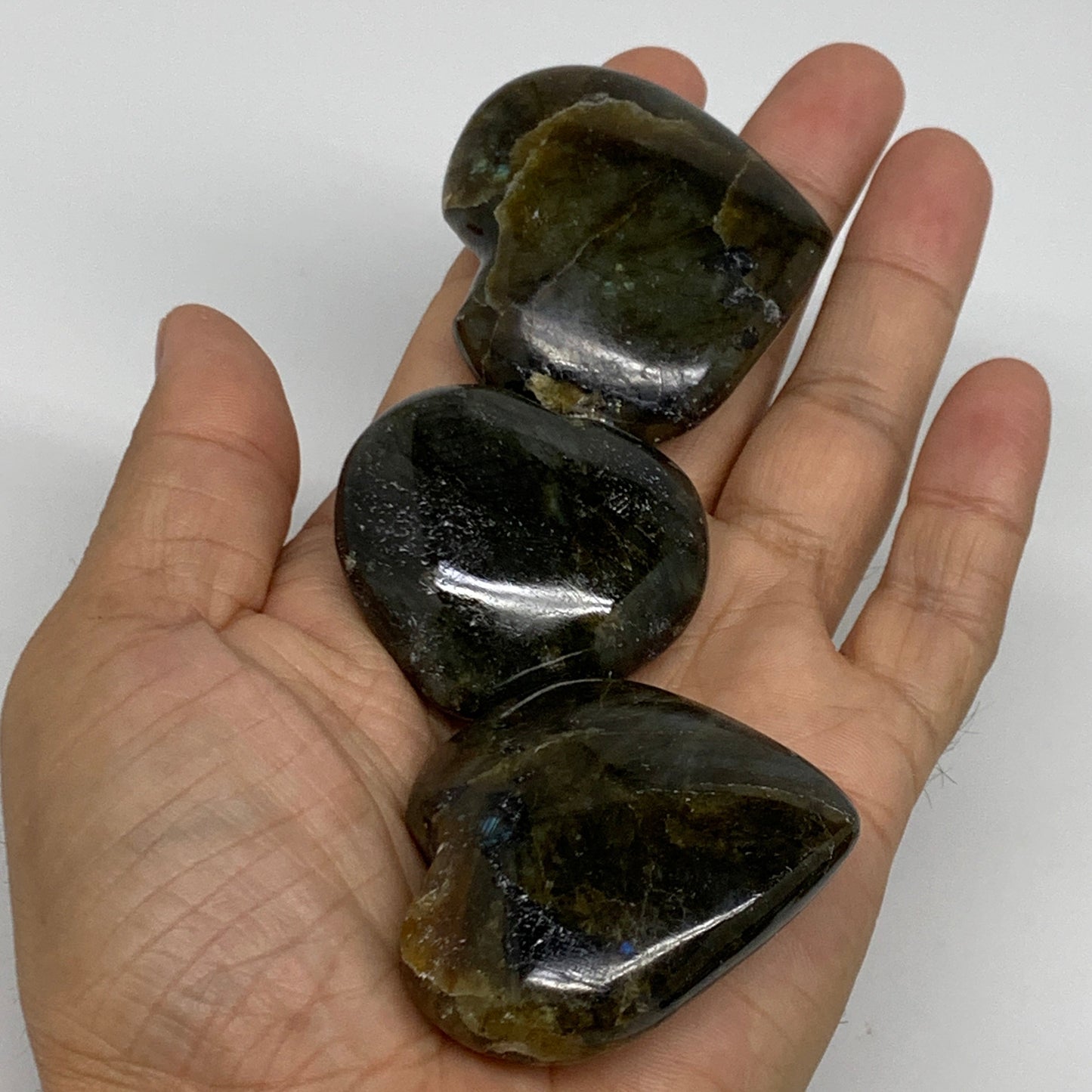 930g (2.05 lbs) ,16 pcs, 1.5"- 1.9", Labradorite Hearts Polished Crystals,B34929