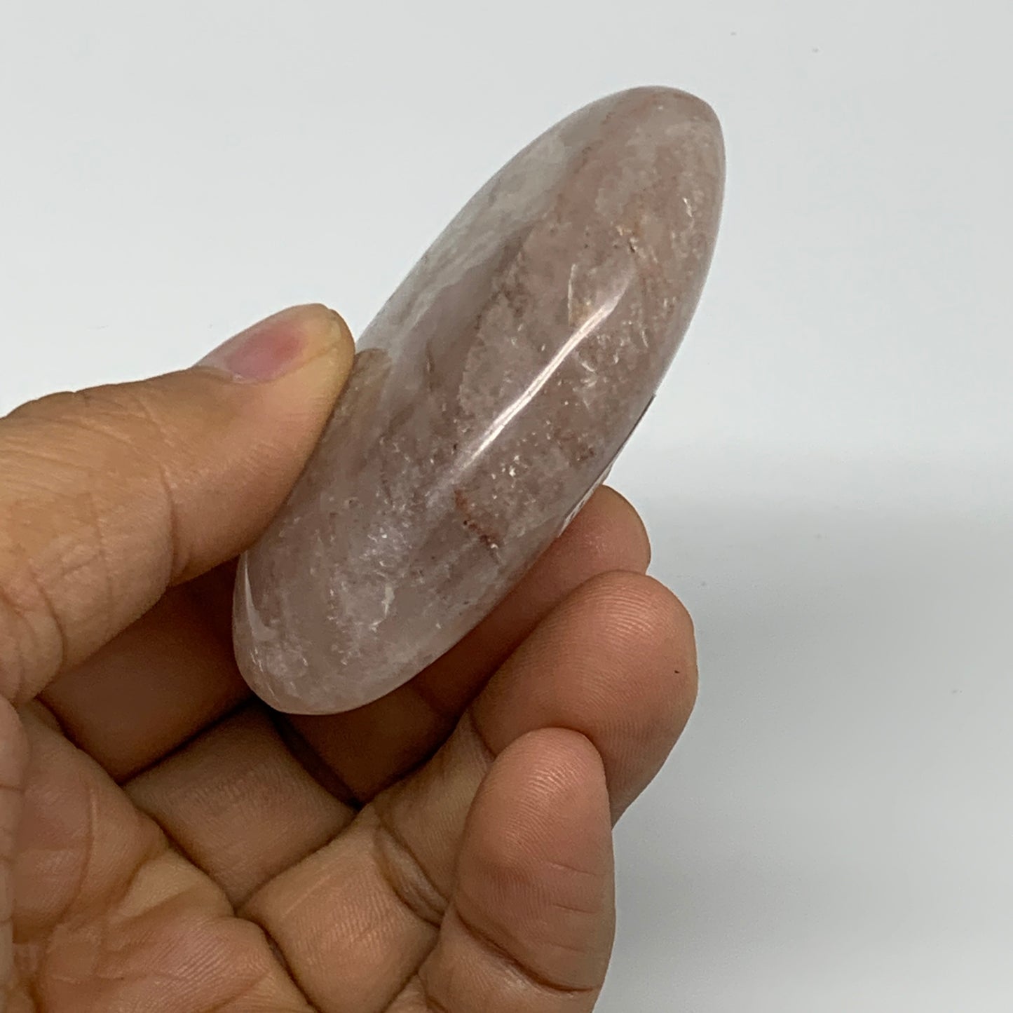 78.9g,2.4"x1.6"x0.7", Red Hematoid Fire Quartz Palm-Stone Crystal Polished, B306