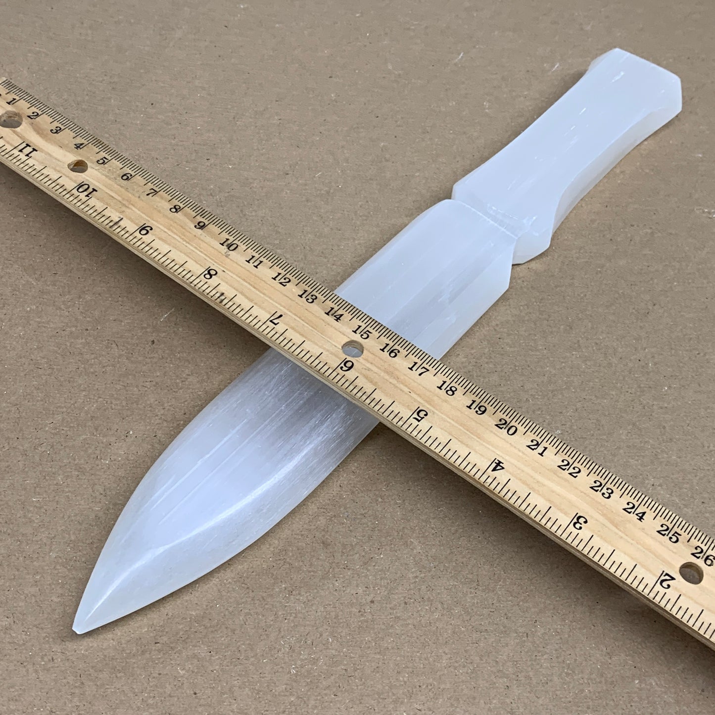 360g, 11.5"x1.6"x0.8", Natural Selenite Crystal Dagger (Satin Spar), B36236