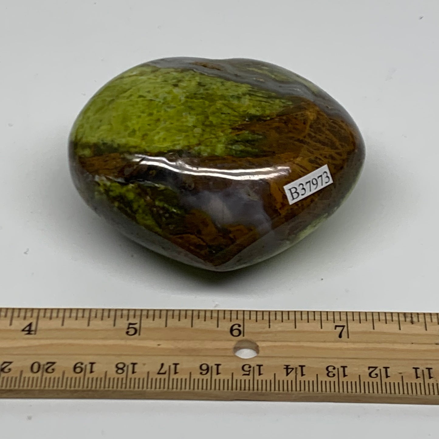 0.56 lbs, 2.5"x3.1"x1.6", Green Opal Heart Polished Gemstone Crystal, B37973