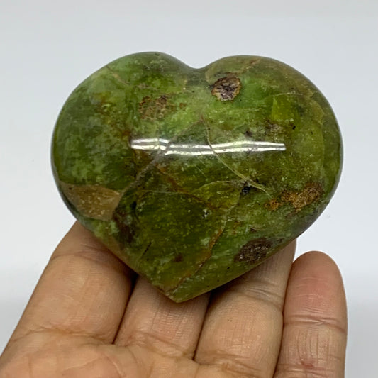0.28 lbs, 2.2"x2.6"x1.3", Green Opal Heart Polished Gemstone Crystal, B37974