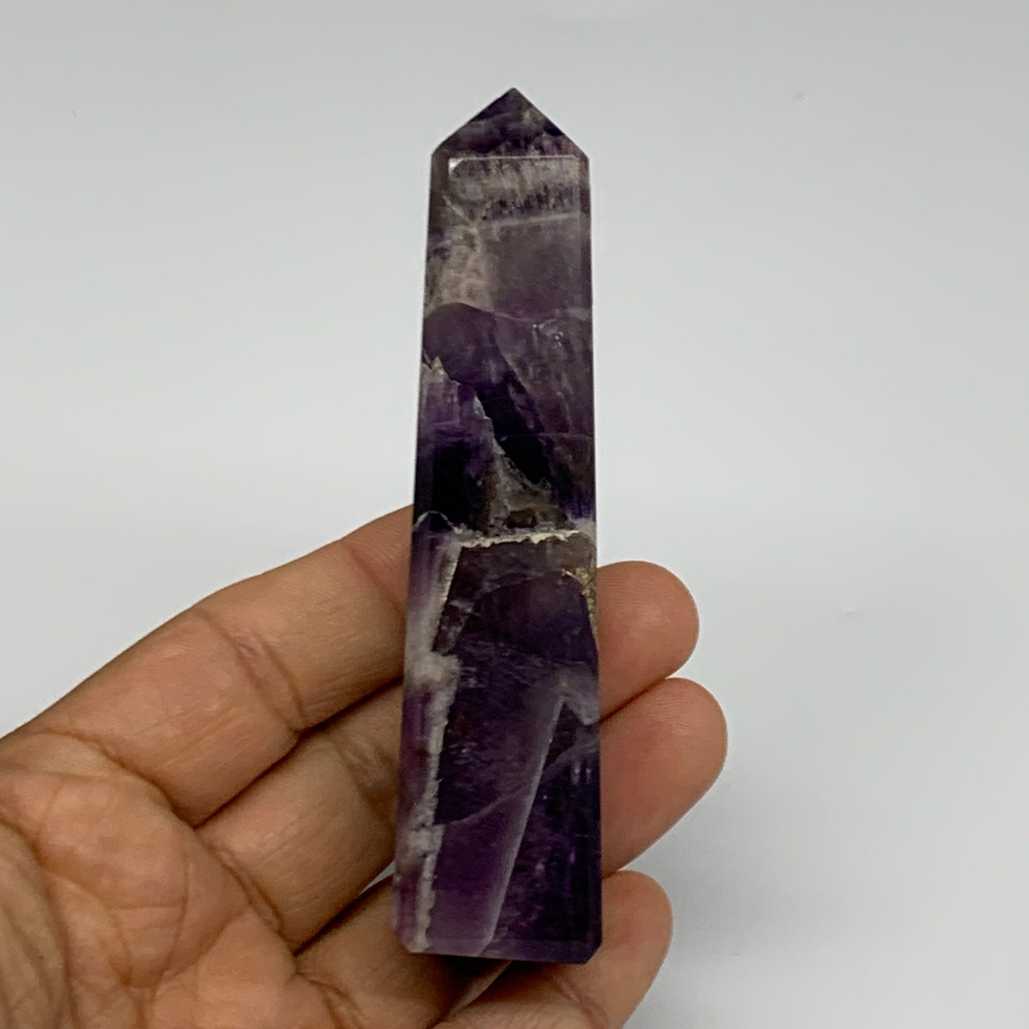 100g, 3.8"x0.9", Natural Amethyst Tower Point Obelisk @Brazil, B31526
