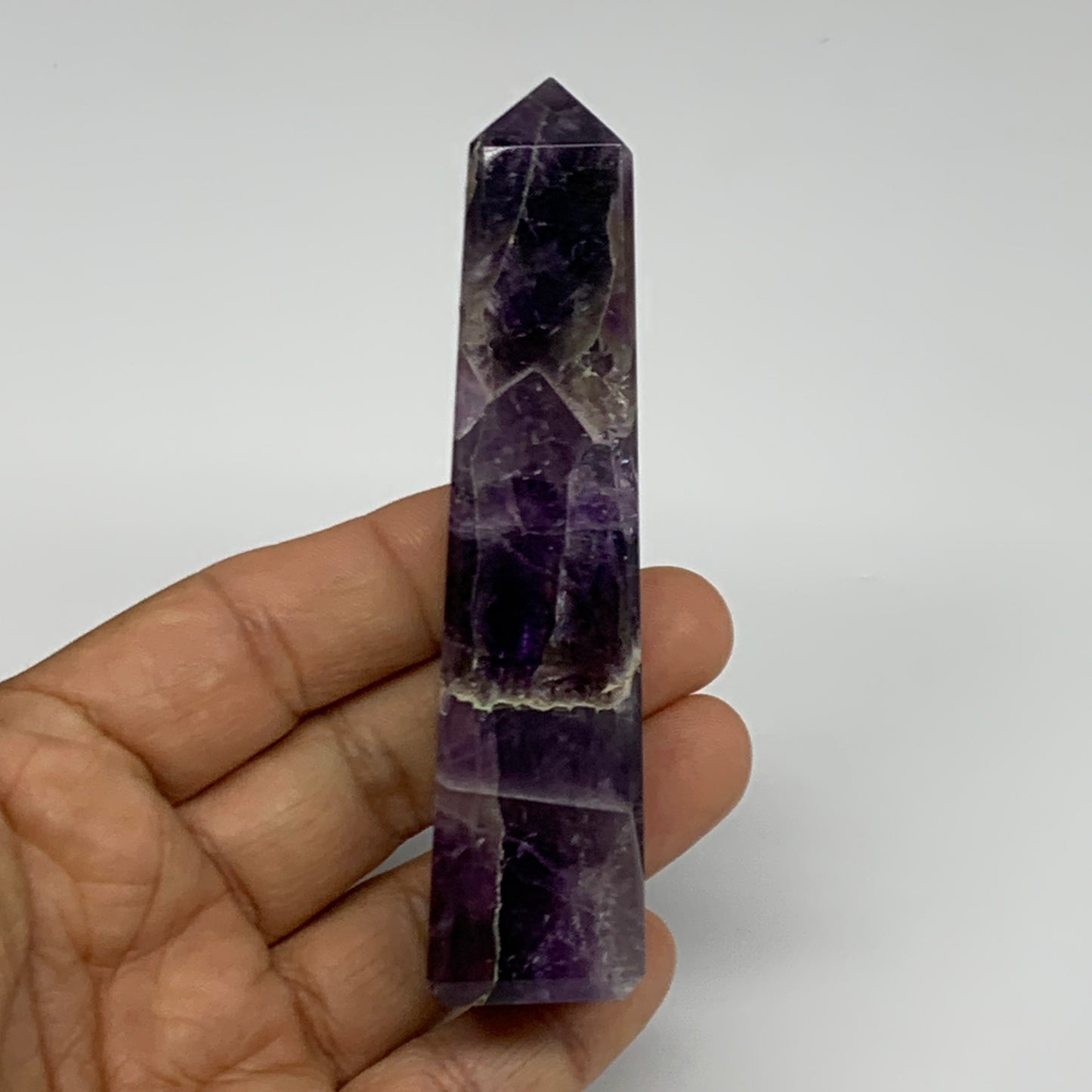 100g, 3.8"x0.9", Natural Amethyst Tower Point Obelisk @Brazil, B31526