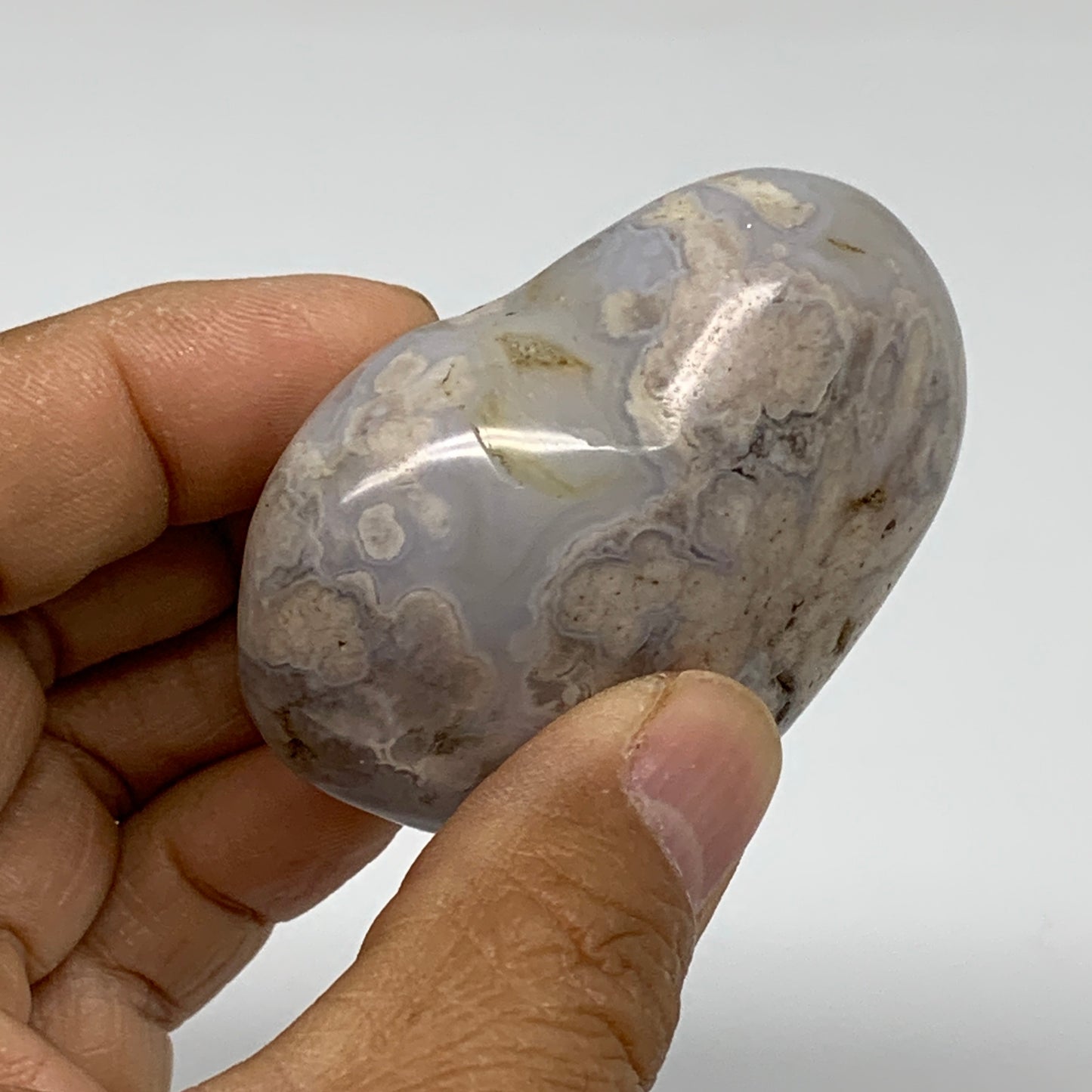 0.24 lbs, 2"x2.3"x1.1", Cherry Blossom Flower Agate Heart Crystal, B37178