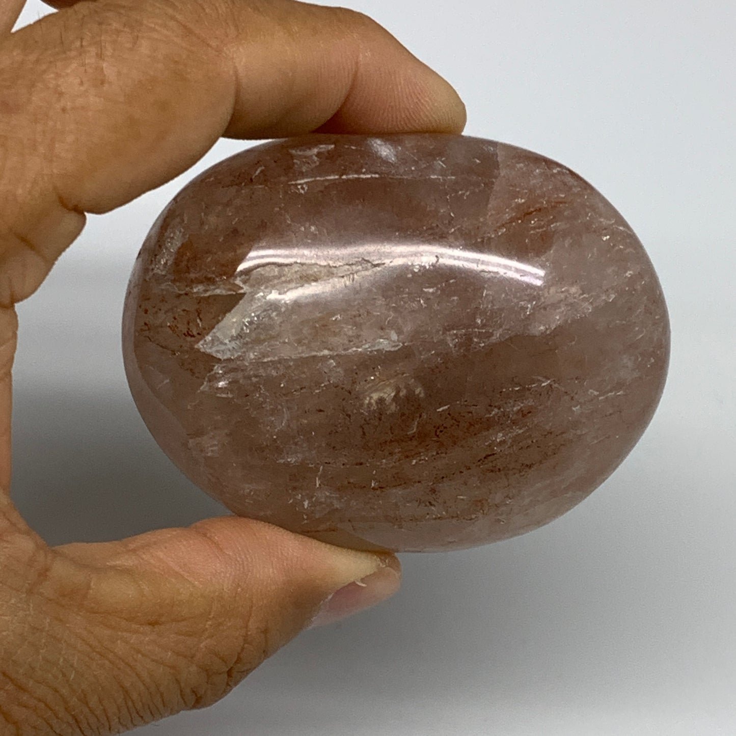 139.6g,2.5"x1.9"x1.1", Red Hematoid Fire Quartz Palm-Stone Crystal Polished, B30