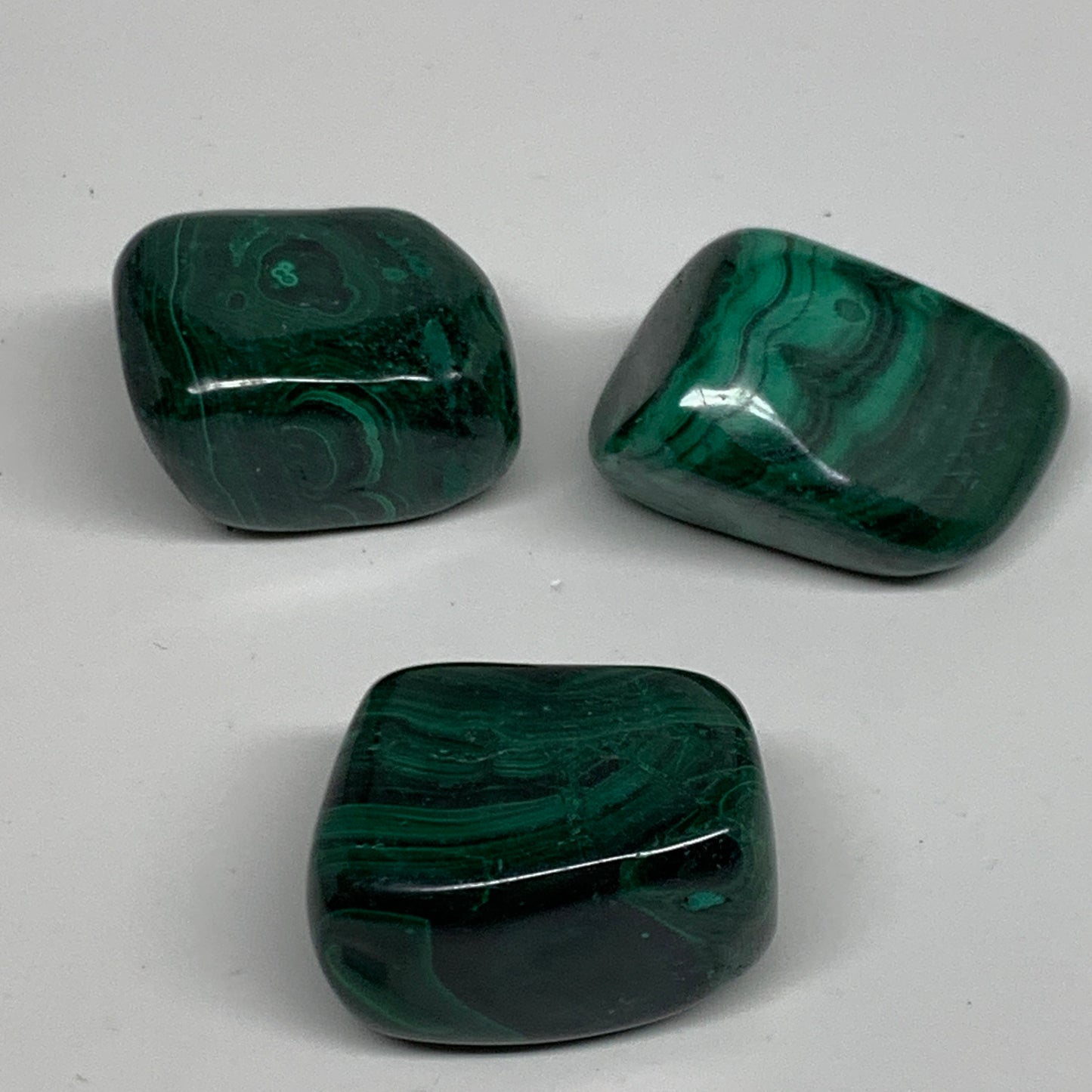 172.5g, 1.3"-1.7", 3pcs, Natural Small Malachite Tumbled Polished, B32835