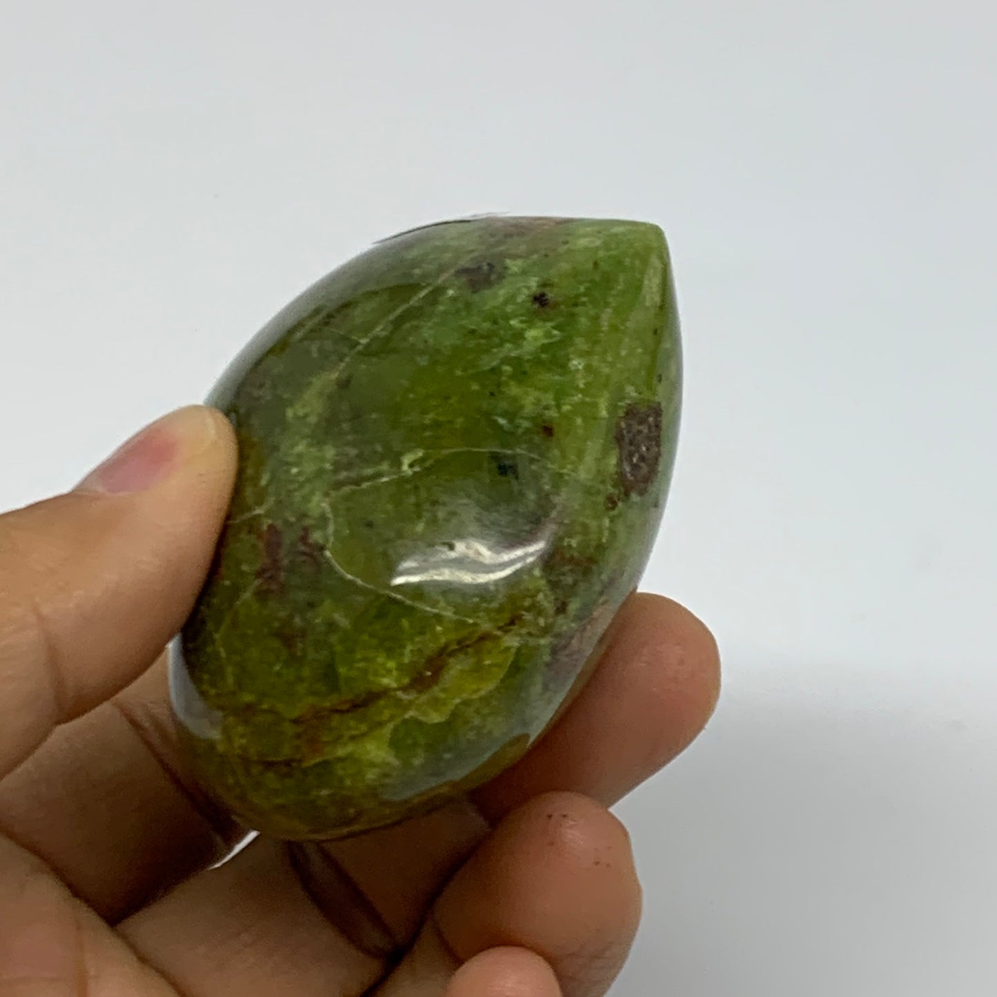 0.28 lbs, 2.2"x2.6"x1.3", Green Opal Heart Polished Gemstone Crystal, B37974