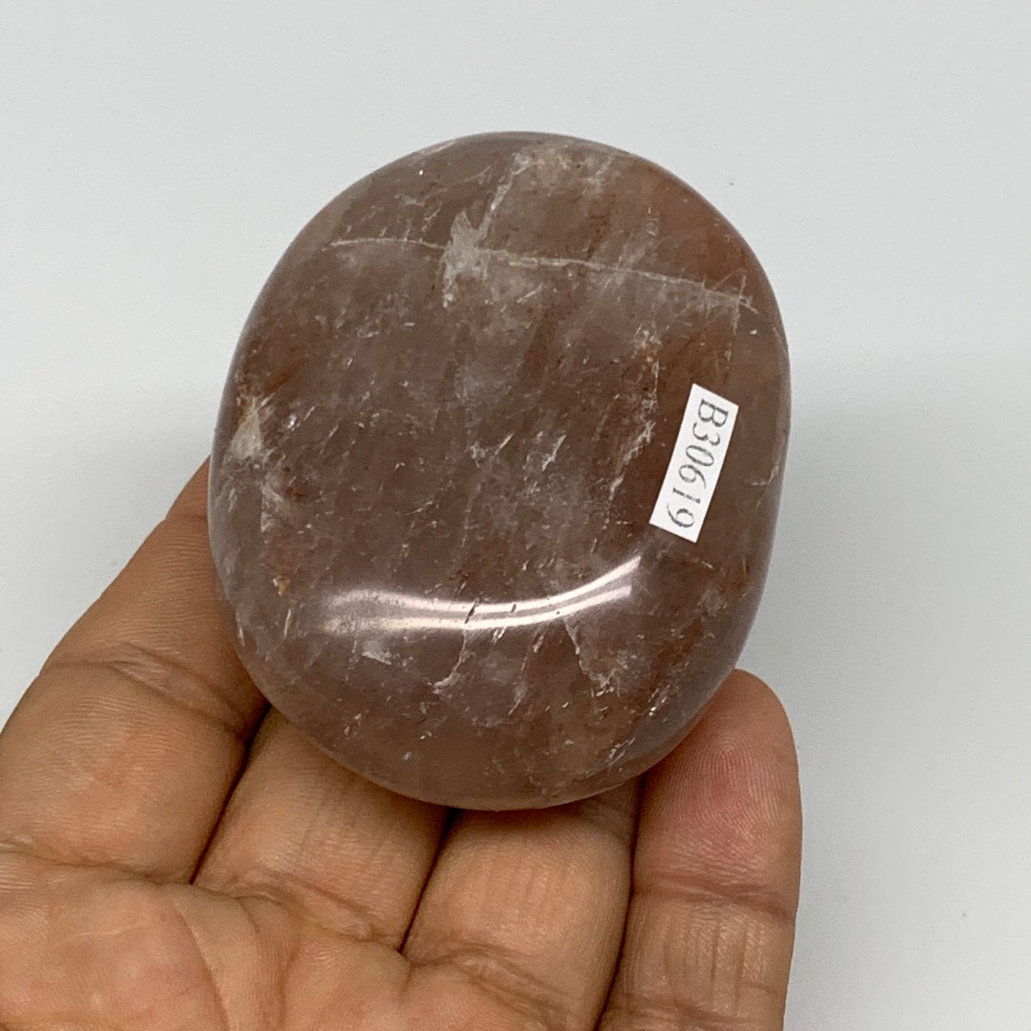 139.6g,2.5"x1.9"x1.1", Red Hematoid Fire Quartz Palm-Stone Crystal Polished, B30