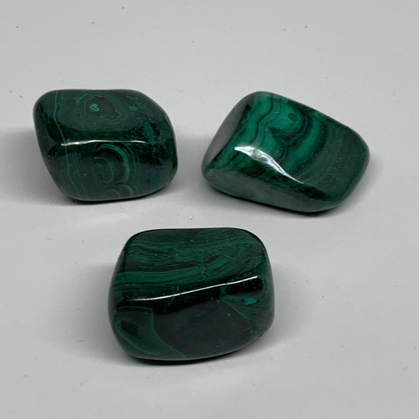 172.5g, 1.3"-1.7", 3pcs, Natural Small Malachite Tumbled Polished, B32835