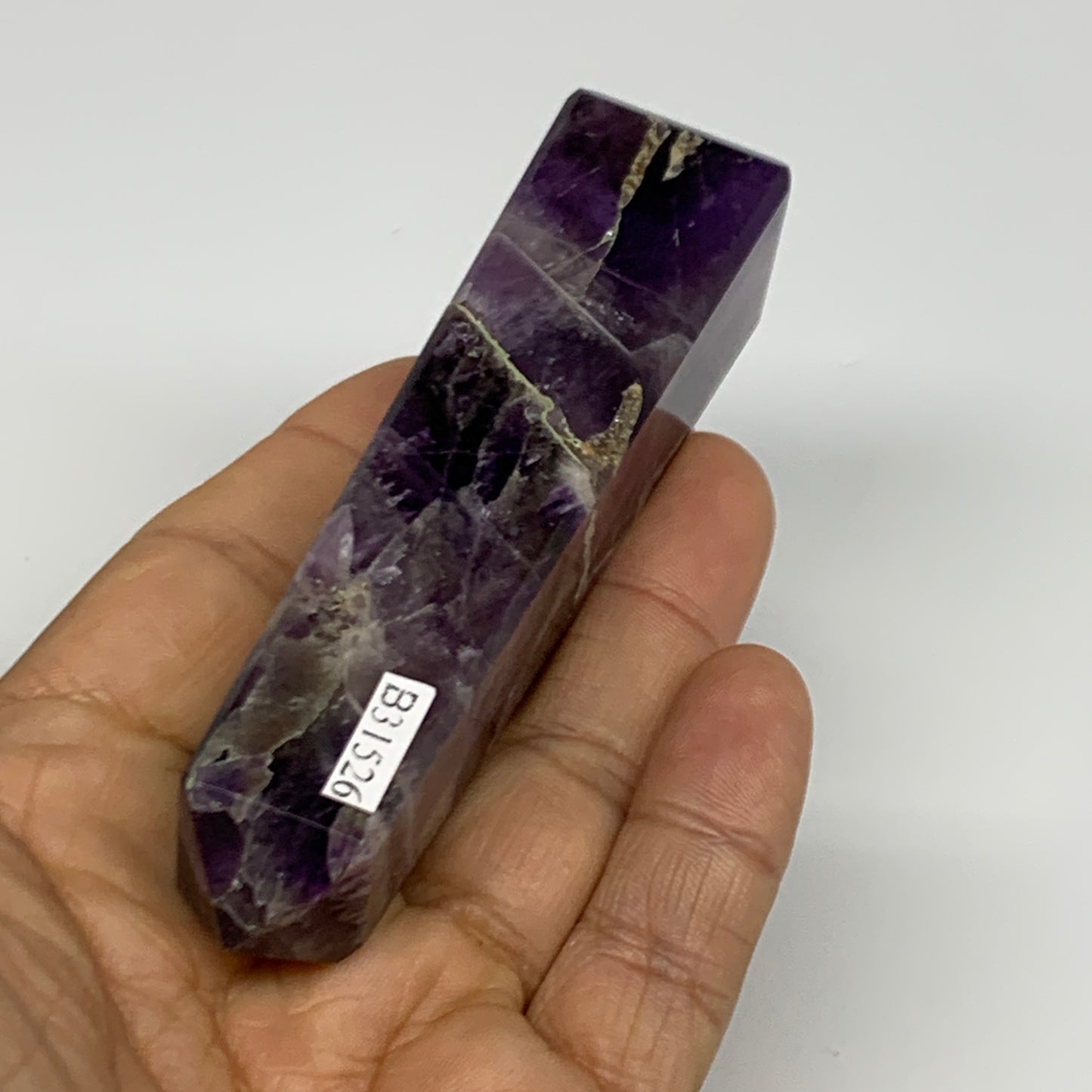 100g, 3.8"x0.9", Natural Amethyst Tower Point Obelisk @Brazil, B31526