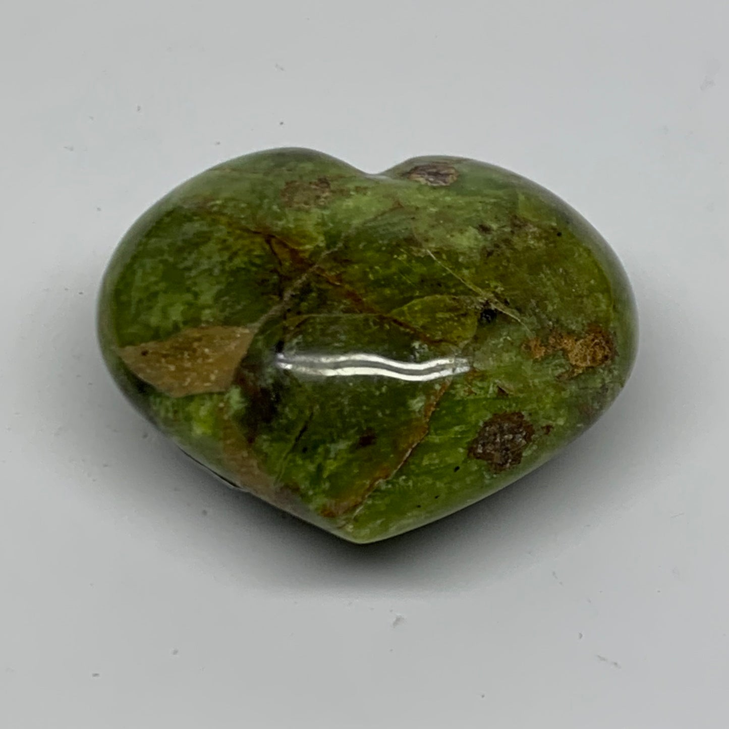 0.28 lbs, 2.2"x2.6"x1.3", Green Opal Heart Polished Gemstone Crystal, B37974