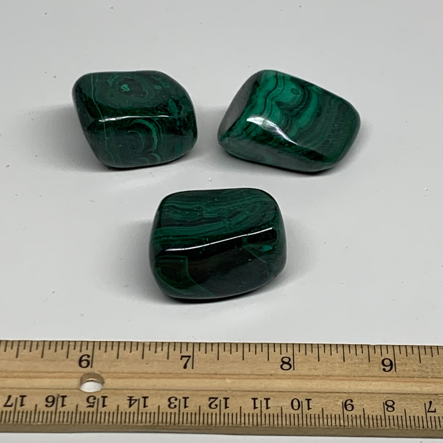 172.5g, 1.3"-1.7", 3pcs, Natural Small Malachite Tumbled Polished, B32835