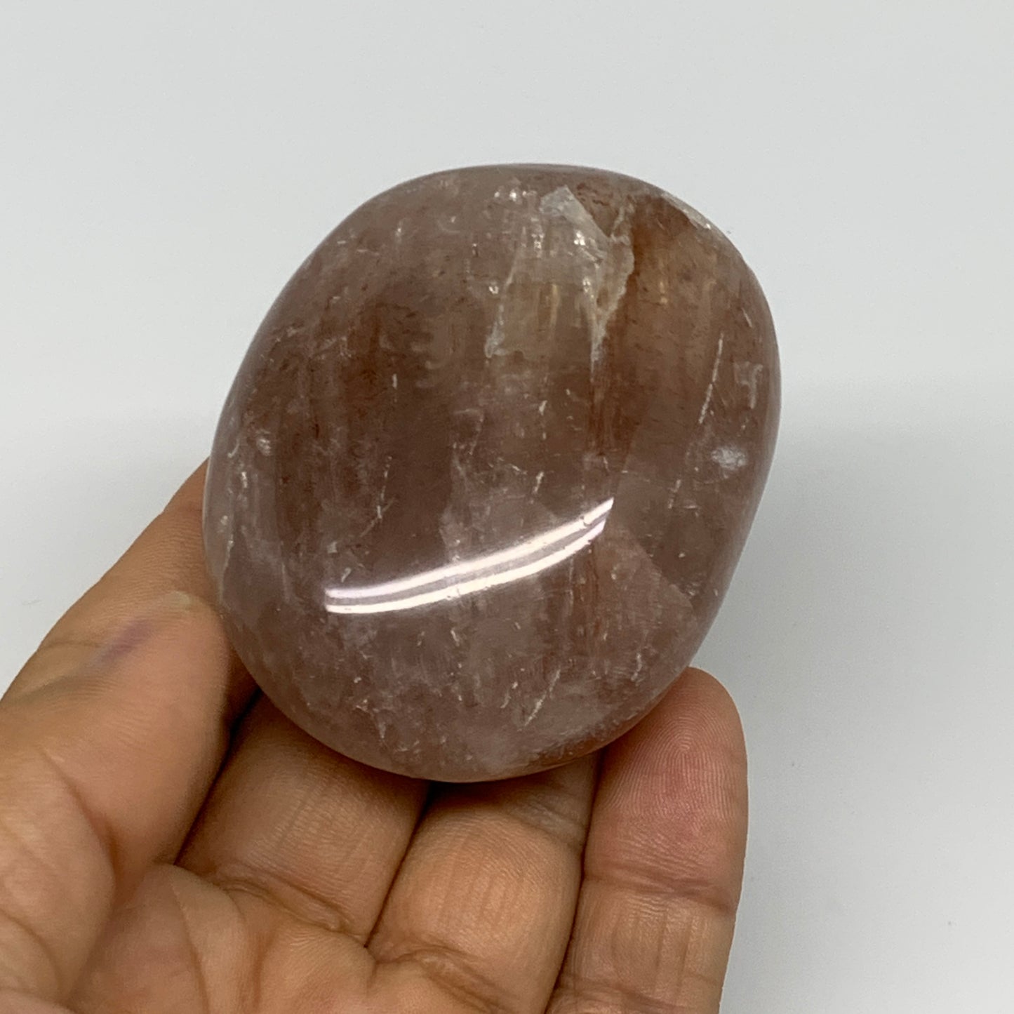 139.6g,2.5"x1.9"x1.1", Red Hematoid Fire Quartz Palm-Stone Crystal Polished, B30