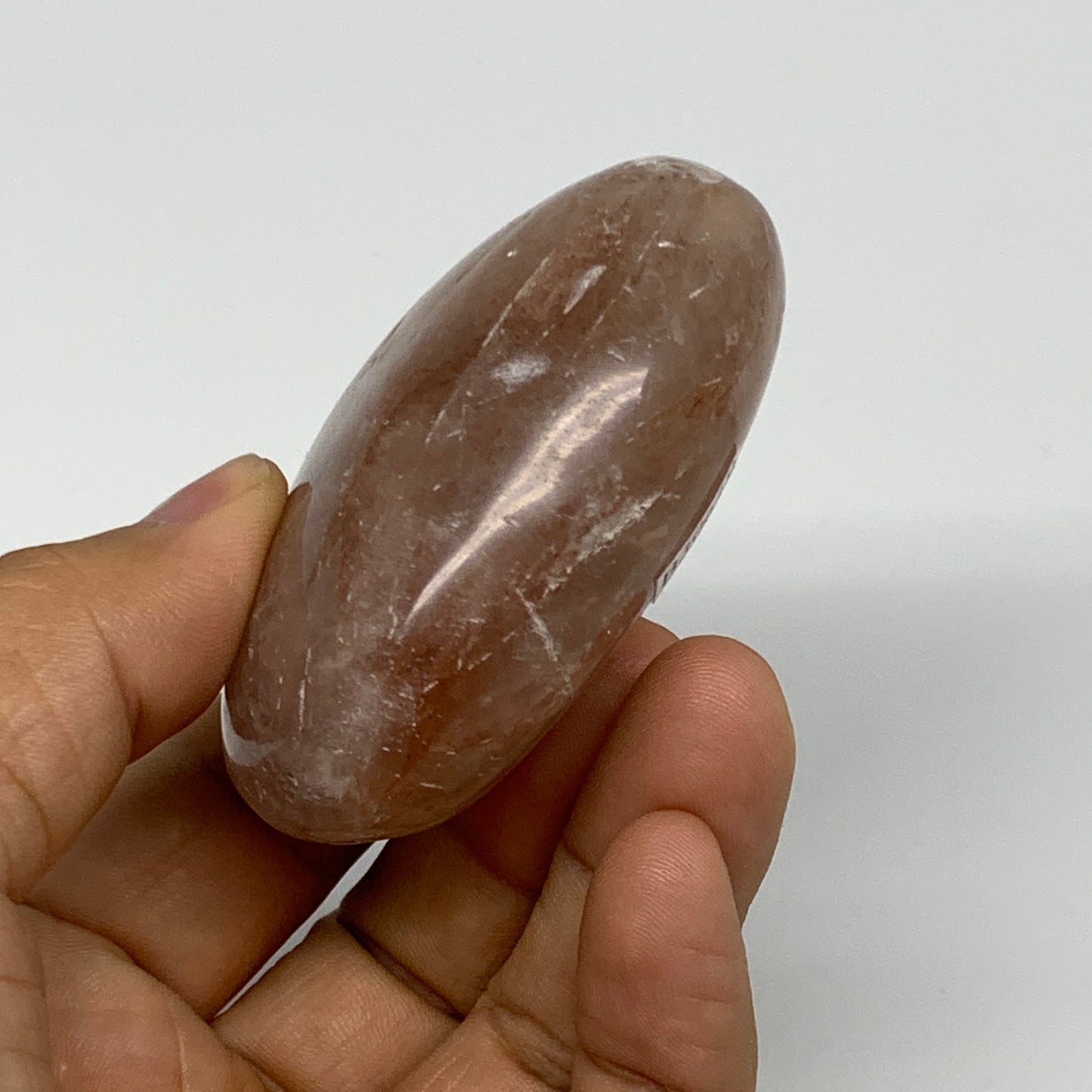 139.6g,2.5"x1.9"x1.1", Red Hematoid Fire Quartz Palm-Stone Crystal Polished, B30