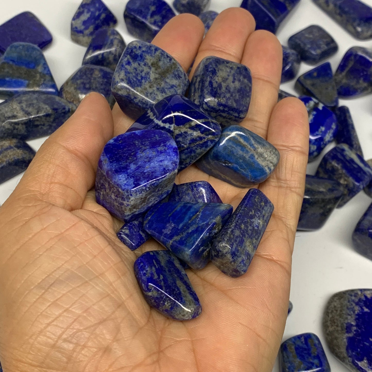 2.2 lb, 0.6"-1.9",83 pcs, Lapis Lazuli Tumbled Stone Polished, B26894