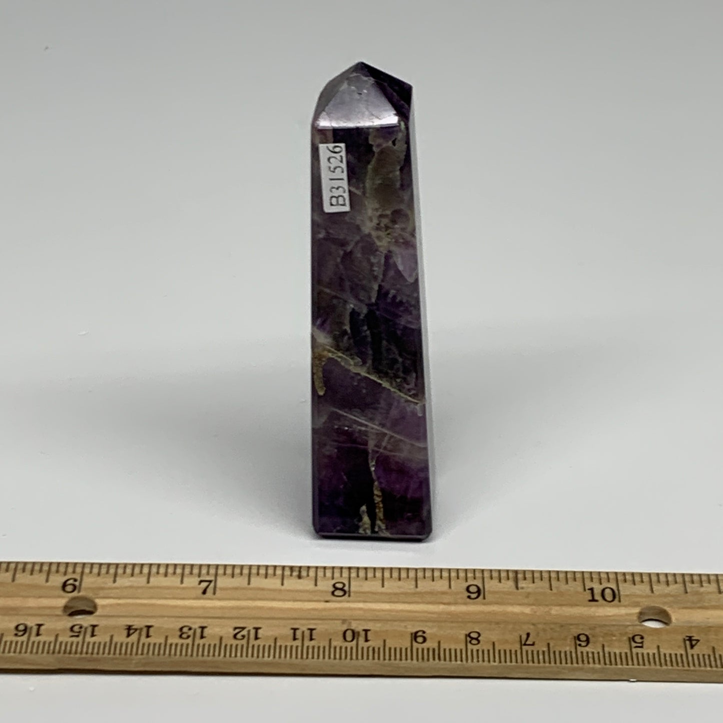 100g, 3.8"x0.9", Natural Amethyst Tower Point Obelisk @Brazil, B31526